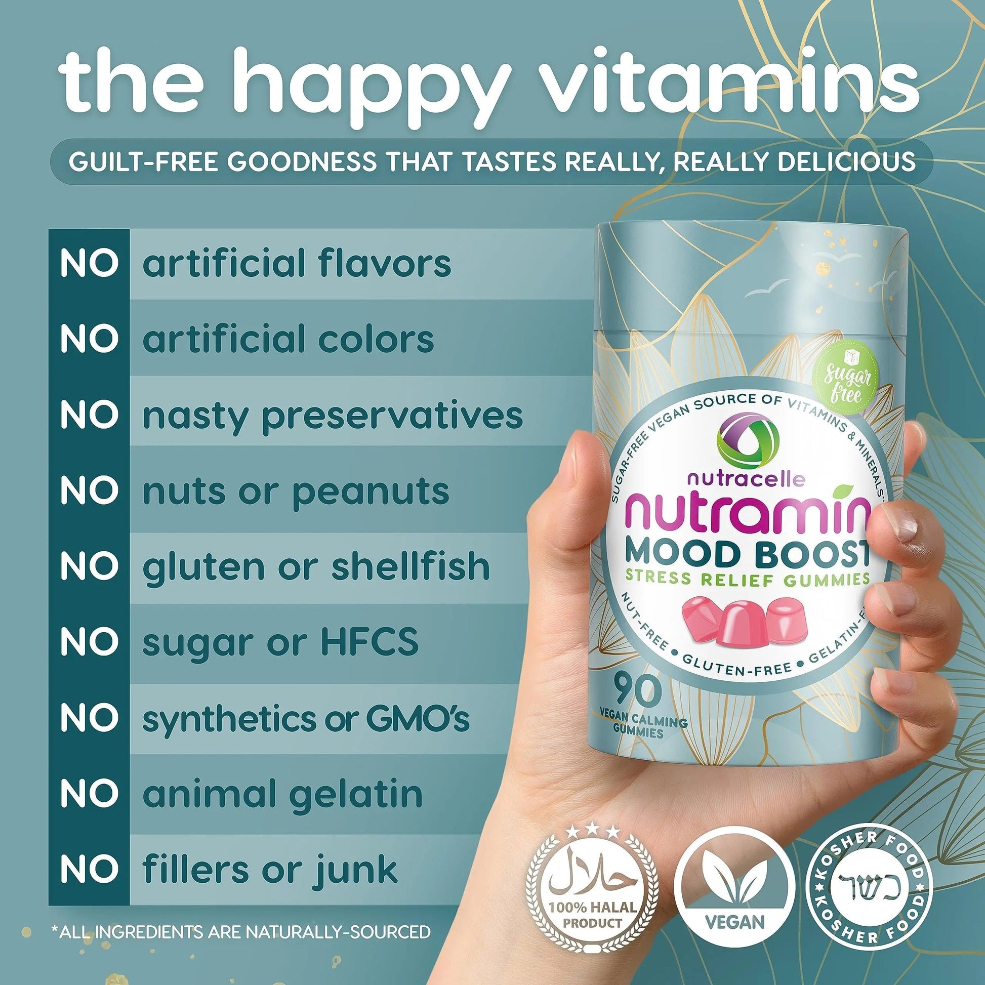 NUTRAMIN Mood Boost Multivitamin Gummy - Delicious & Yummy Anti-Stress Magnesium Ashwagandha Gummies + B Complex Vitamins for Focus and Calm Nutracelle buy supplements canada