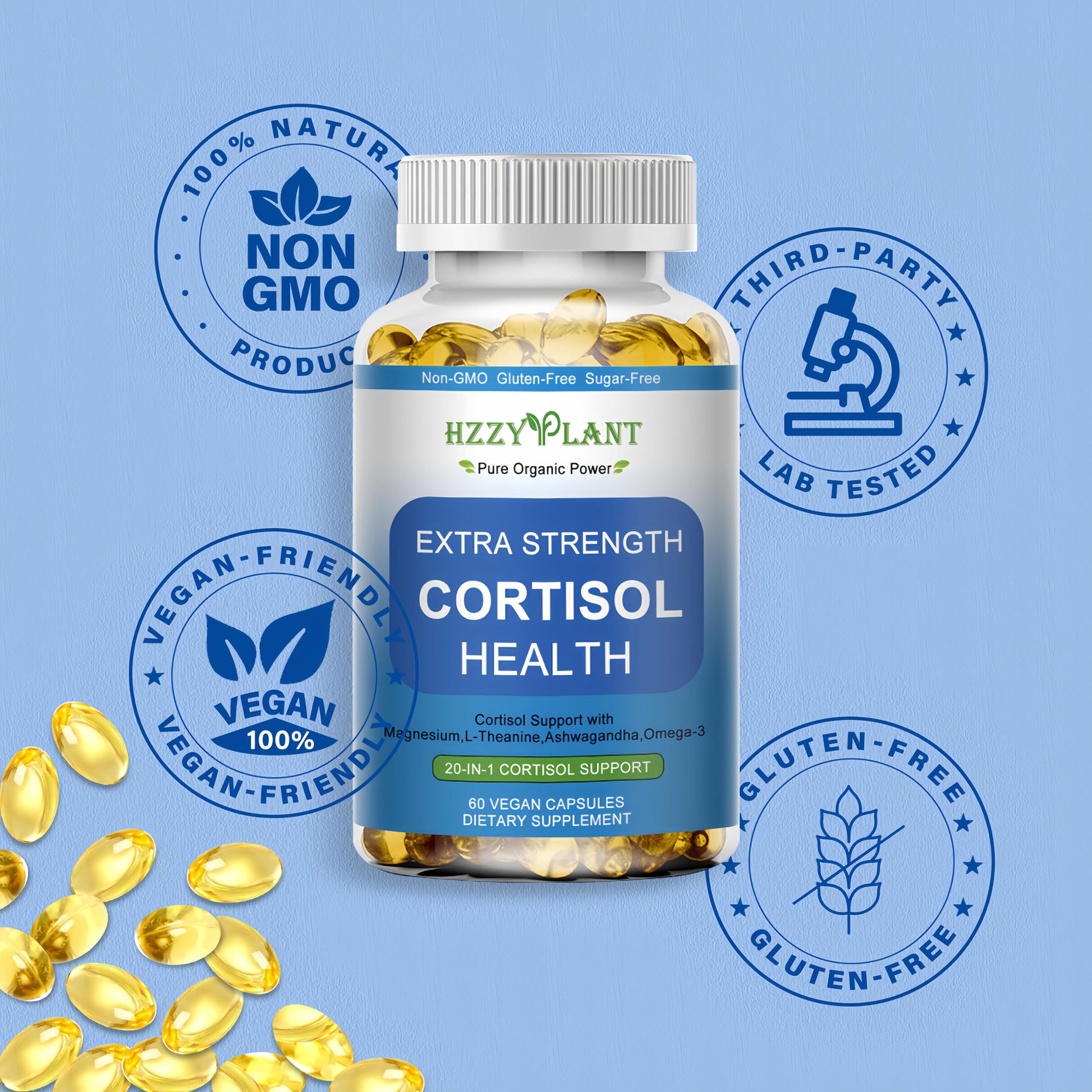 Cortisol Supplements for Women and Men Softgels with Phosphatidylserine Magnesium Ashwagandha L-Theanine,High Absorption Cortisol Detox Capsules for Sleep Relaxation Stress Relief,Non-GMO,60 Servings HZZYPLANT buy supplements canada