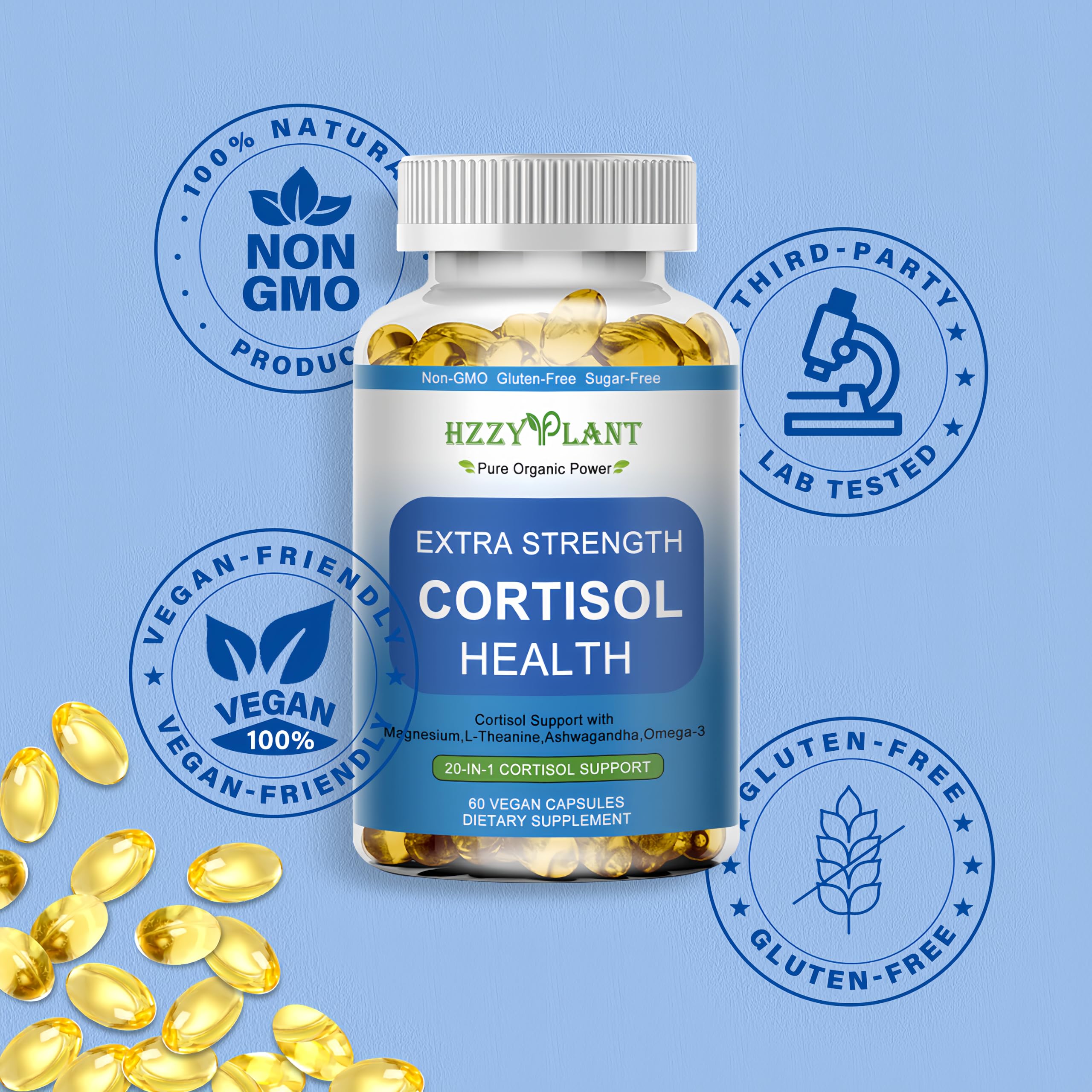 Cortisol Supplements for Women and Men Softgels with Phosphatidylserine Magnesium Ashwagandha L-Theanine,High Absorption Cortisol Detox Capsules for Sleep Relaxation Stress Relief,Non-GMO,60 Servings HZZYPLANT buy supplements canada