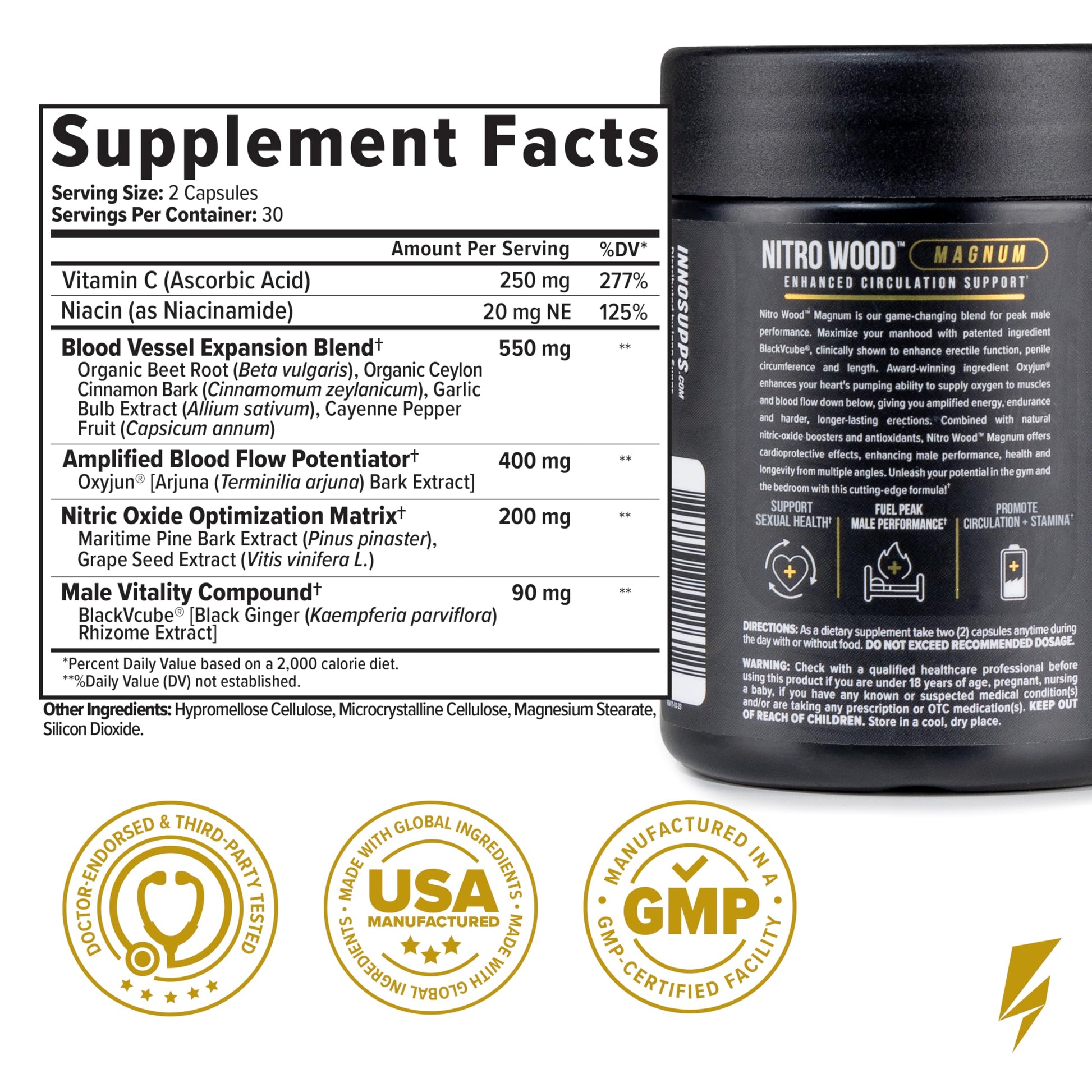 InnoSupps Nitro Wood Magnum – Nitric Oxide Booster for Men – Supports Blood Flow, Circulation & Male Performance – Stamina, Endurance & Size Support – 60 Veg Capsules InnoSupps buy supplements canada