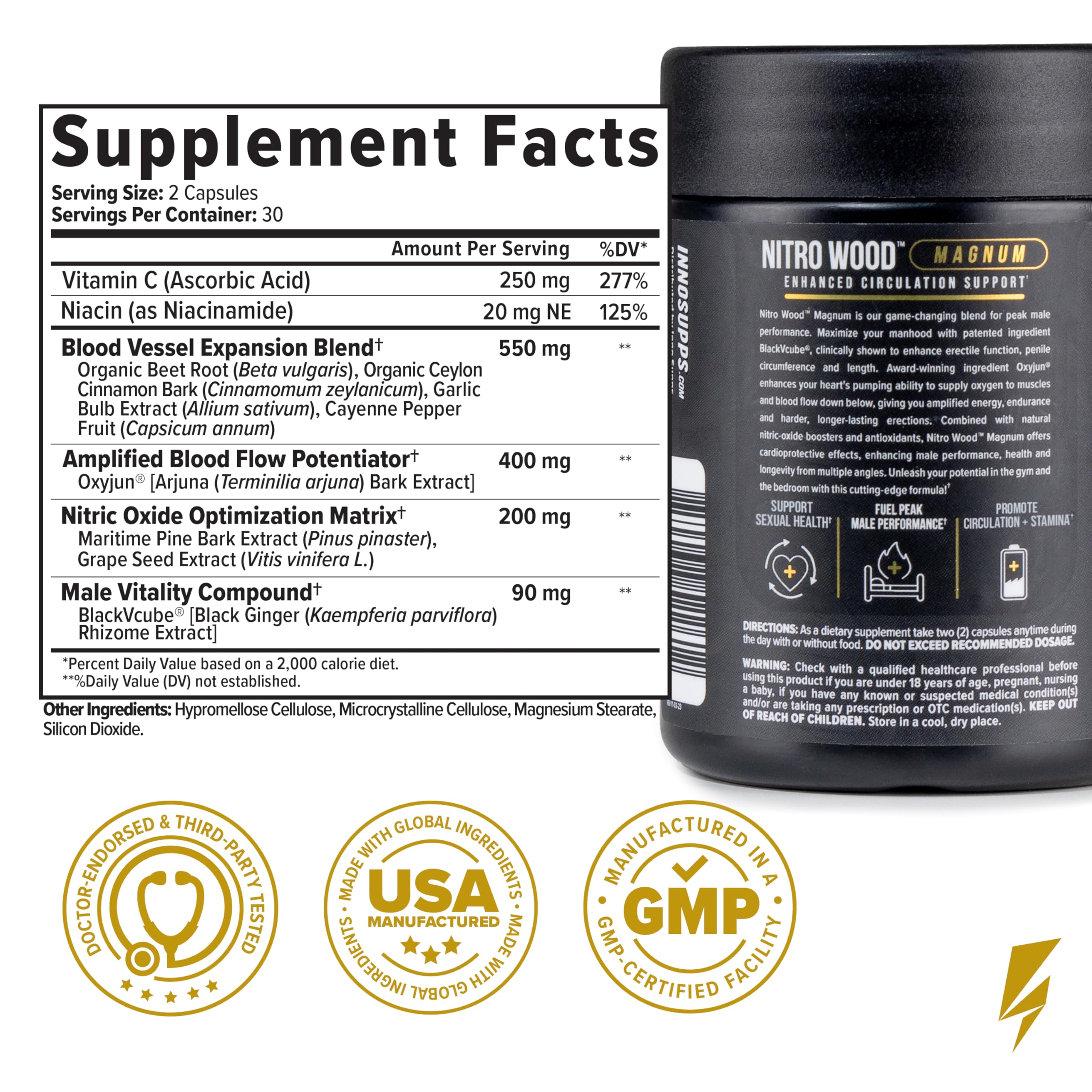 InnoSupps Nitro Wood Magnum – Nitric Oxide Booster for Men – Supports Blood Flow, Circulation & Male Performance – Stamina, Endurance & Size Support – 60 Veg Capsules InnoSupps buy supplements canada