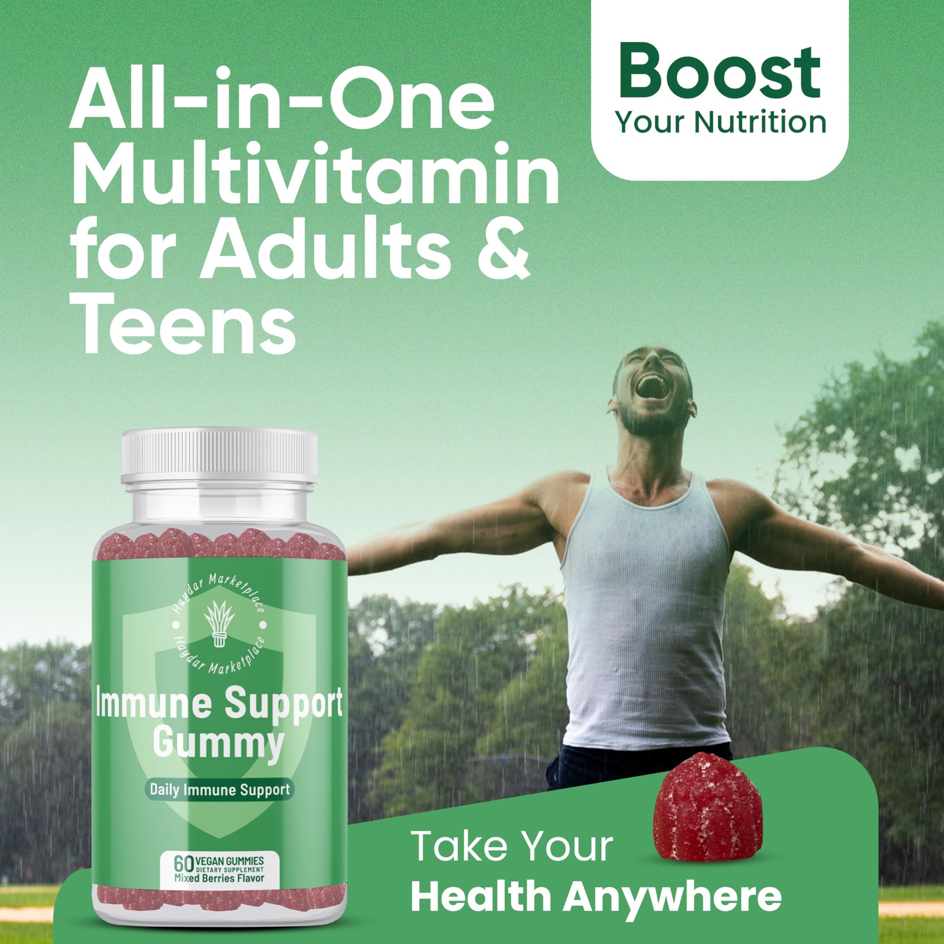 Haydar Marketplace Immune Boosters for Adults - Vegan Immune Support Gummies with Vitamins C & D, Zinc, Magnesium, Probiotics Haydar Marketplace buy supplements canada