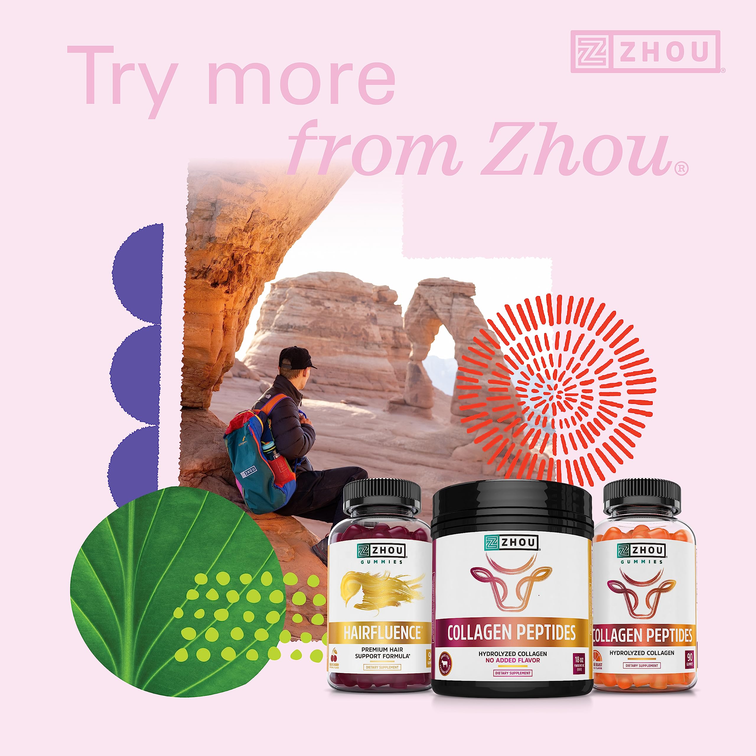 Zhou Hairfluence, Hair Growth Supplement with Biotin 5000mcg, Collagen, Keratin, Zhou Nutrition buy supplements canada