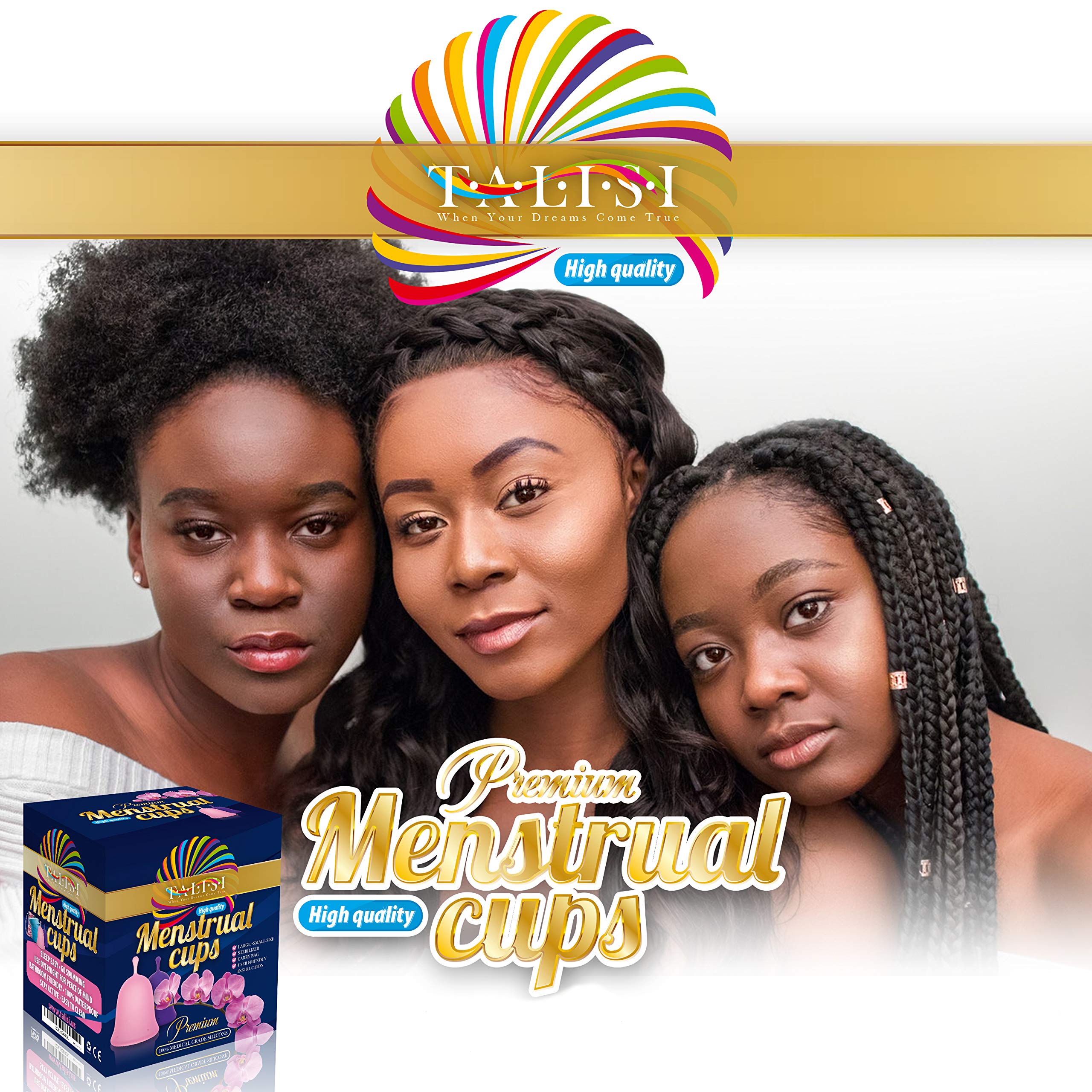 Talisi Menstrual Cups Set of 2 with Collapsible Silicone Sterilizer - Soft & Flexible Sensitive Feminine TALISI WHEN YOUR DREAMS COME TRUE buy supplements canada