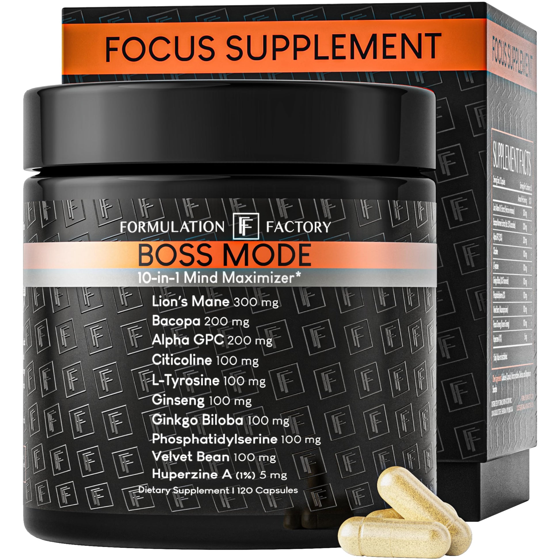 Formulation Factory BOSS Mode 10-in-1 Nootropic Complex with Lion's Mane, Alpha-GPC, Bacopa Monnieri, Ginkgo Biloba, Rhodiola, Formulation Factory buy supplements canada