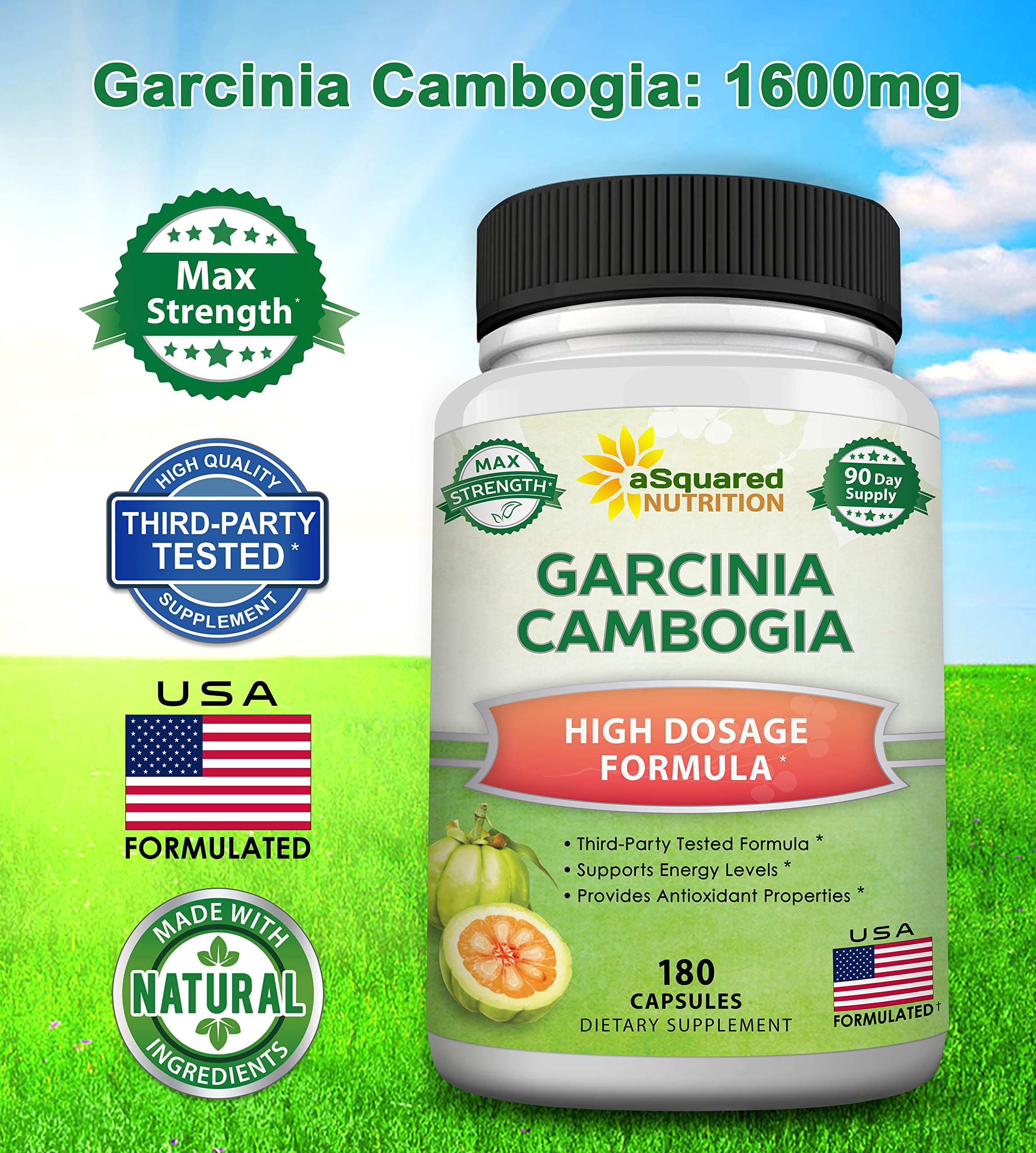 aSquared Nutrition Garcinia Cambogia 1600mg-180 Capsules-Natural Pure Extract Pills aSquared Nutrition buy supplements canada
