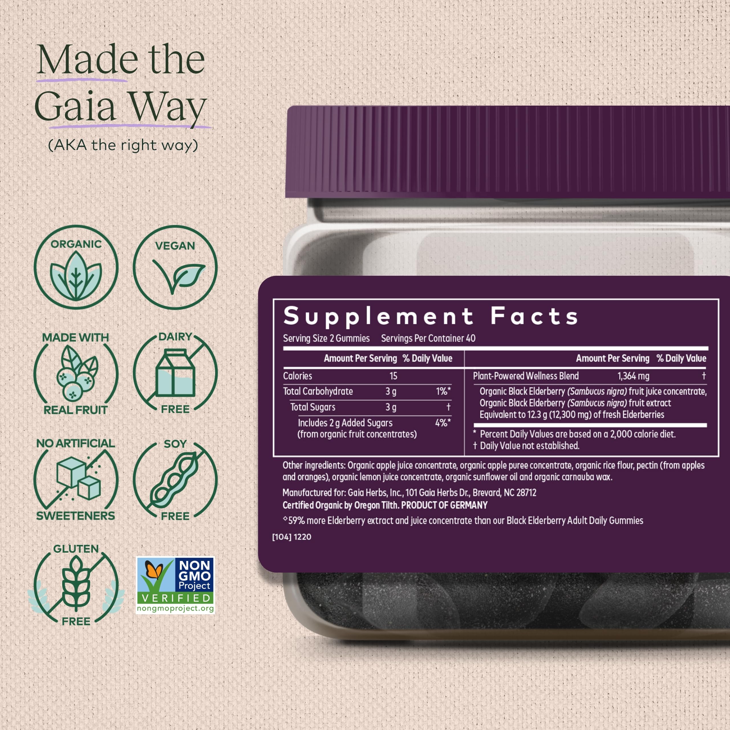 Gaia Herbs Black Elderberry (Sambucus Nigra) Extra Strength Gummies Gaia Herbs buy supplements canada