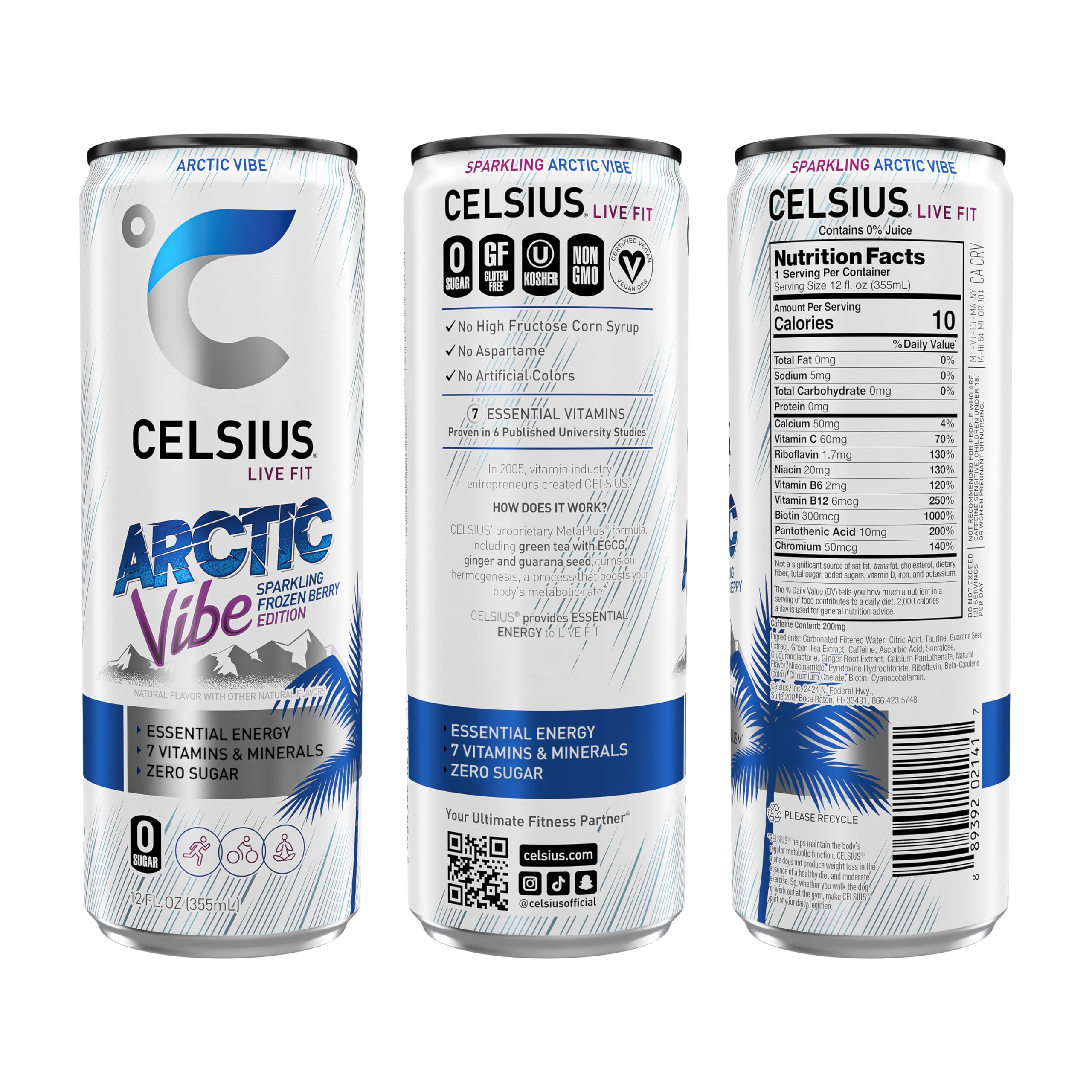 CELSIUS Arctic Vibe Sparkling Frozen Berry, Functional Essential Energy Drink, 12 Fl Oz CELSIUS buy supplements canada