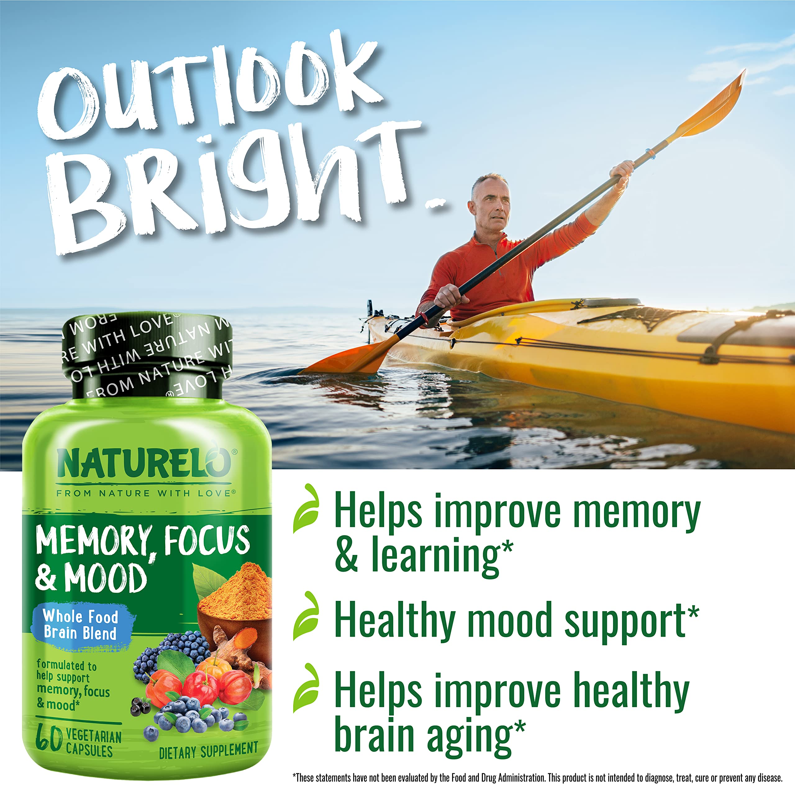 NATURELO Whole Food Brain Supplement - Brain Health Supplements for Memory & Focus Support - Enhance Brain Health Blend Supplement for Adults NATURELO buy supplements canada
