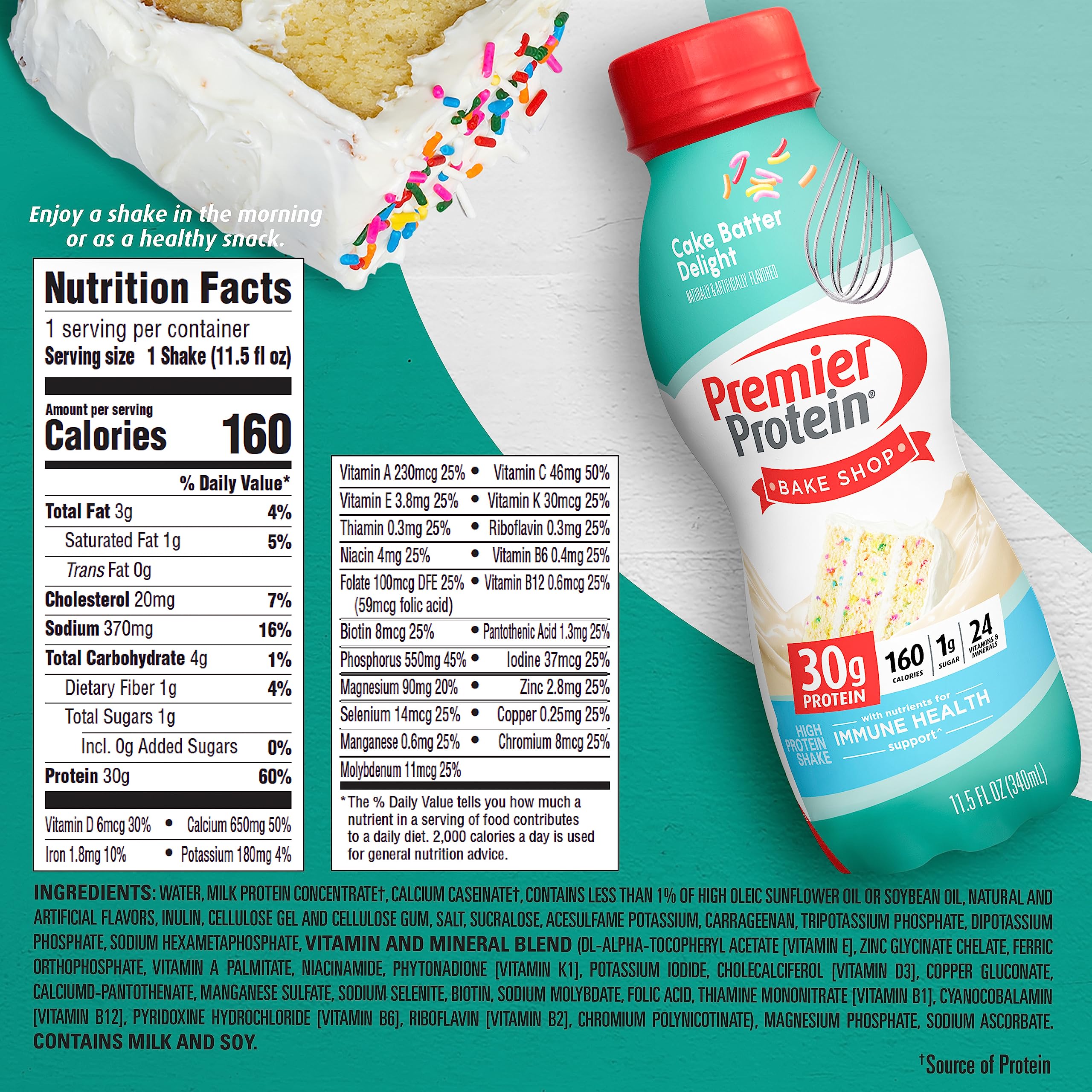 Premier Protein Shake, Cake Batter, 30g Protein, 1g Sugar, 24 Vitamins & Minerals Premier Protein buy supplements canada