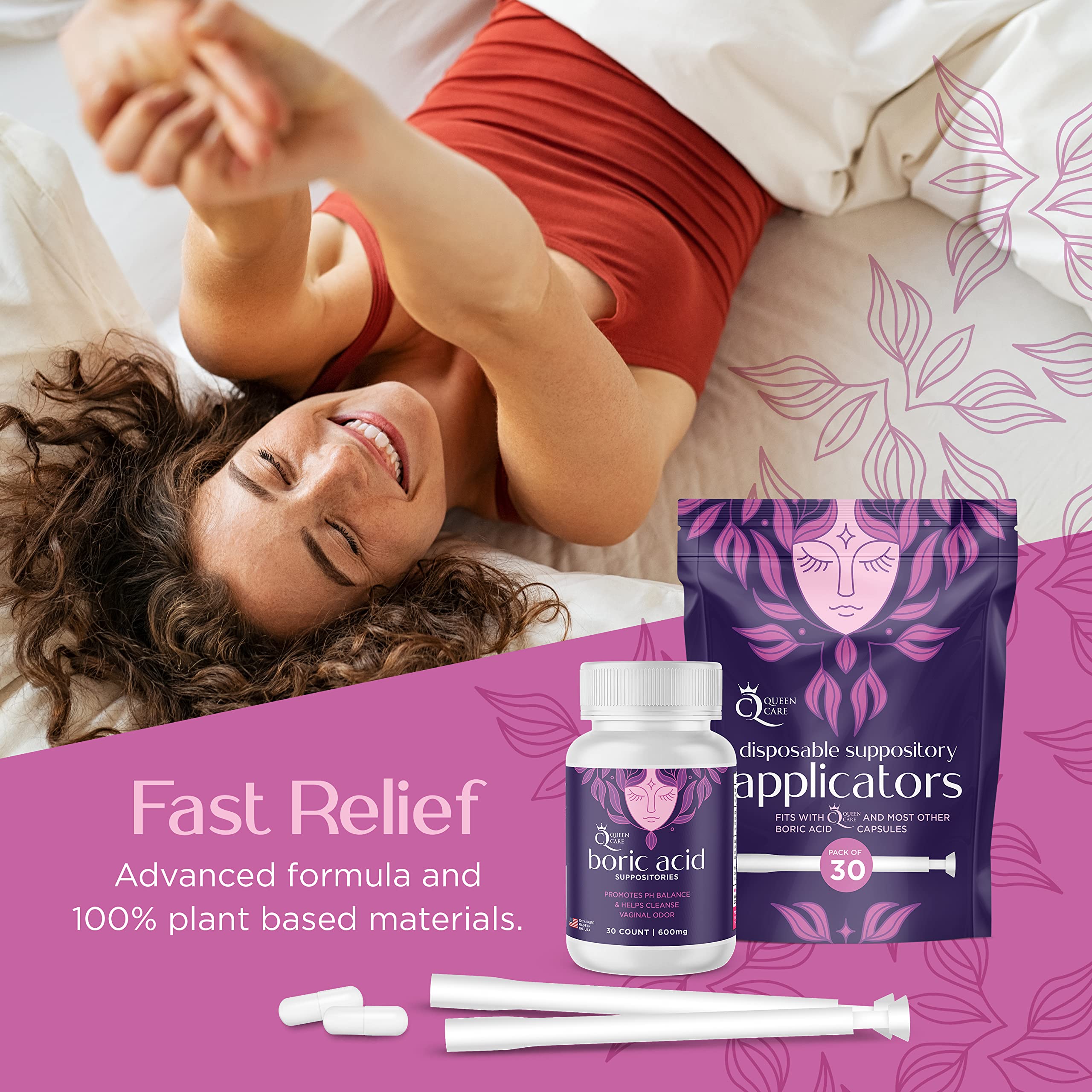 Queen Care - Boric Acid Suppositories & Applicators, Complete Feminine Care, PH Balance for Women Queen Care buy supplements canada