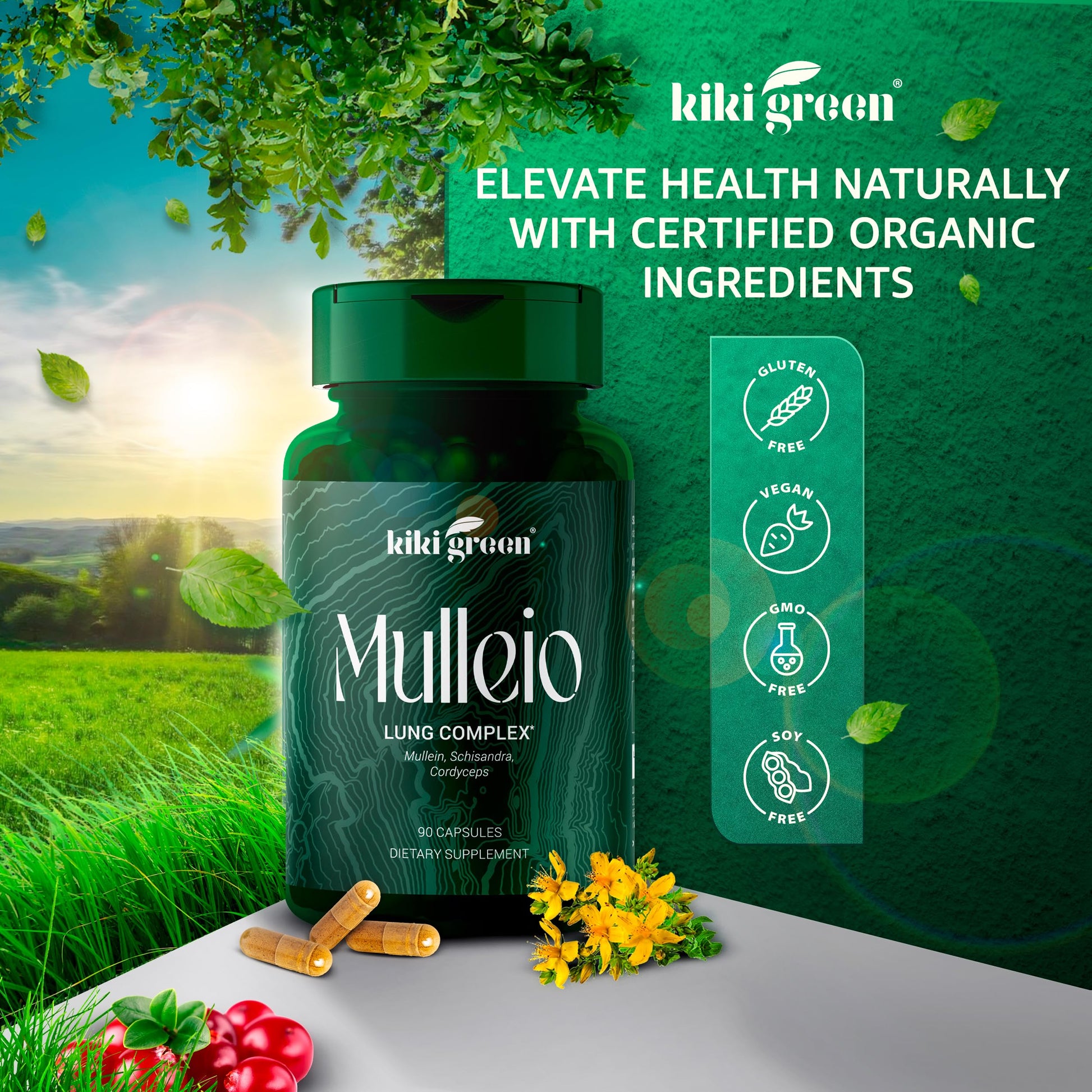 KIKI Green MULLEIO Lung Health Capsules: Herbal Supplement for Lung Cleanse, Better KIKI Green buy supplements canada