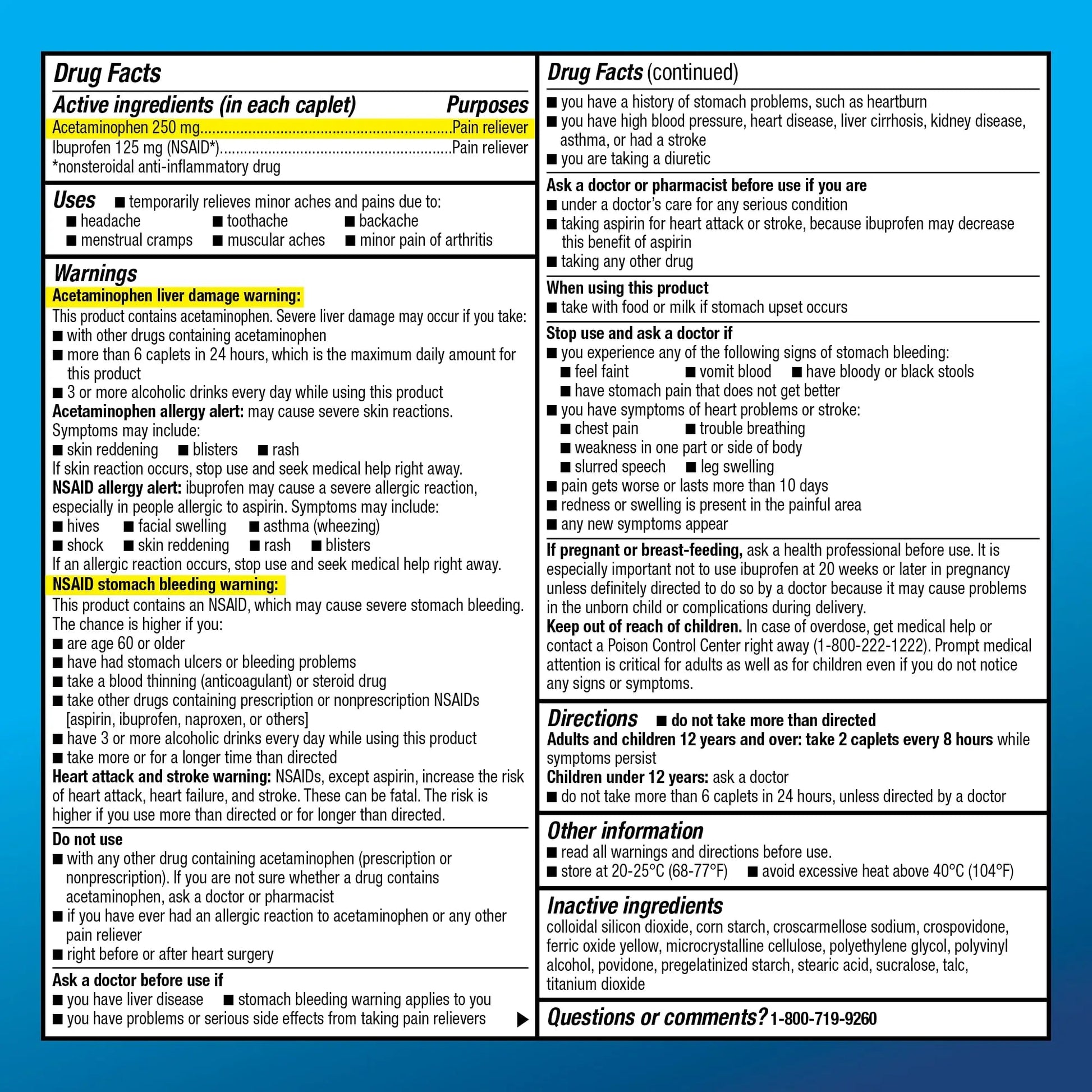 Amazon Basic Care Dual Action Acetaminophen 250 mg and Ibuprofen (NSAID) 125 mg Tablets, Pain Reliever for Headache, Backache, Menstrual Pain, Arthritis Pain Relief, 216 Count Amazon Basic Care buy supplements canada