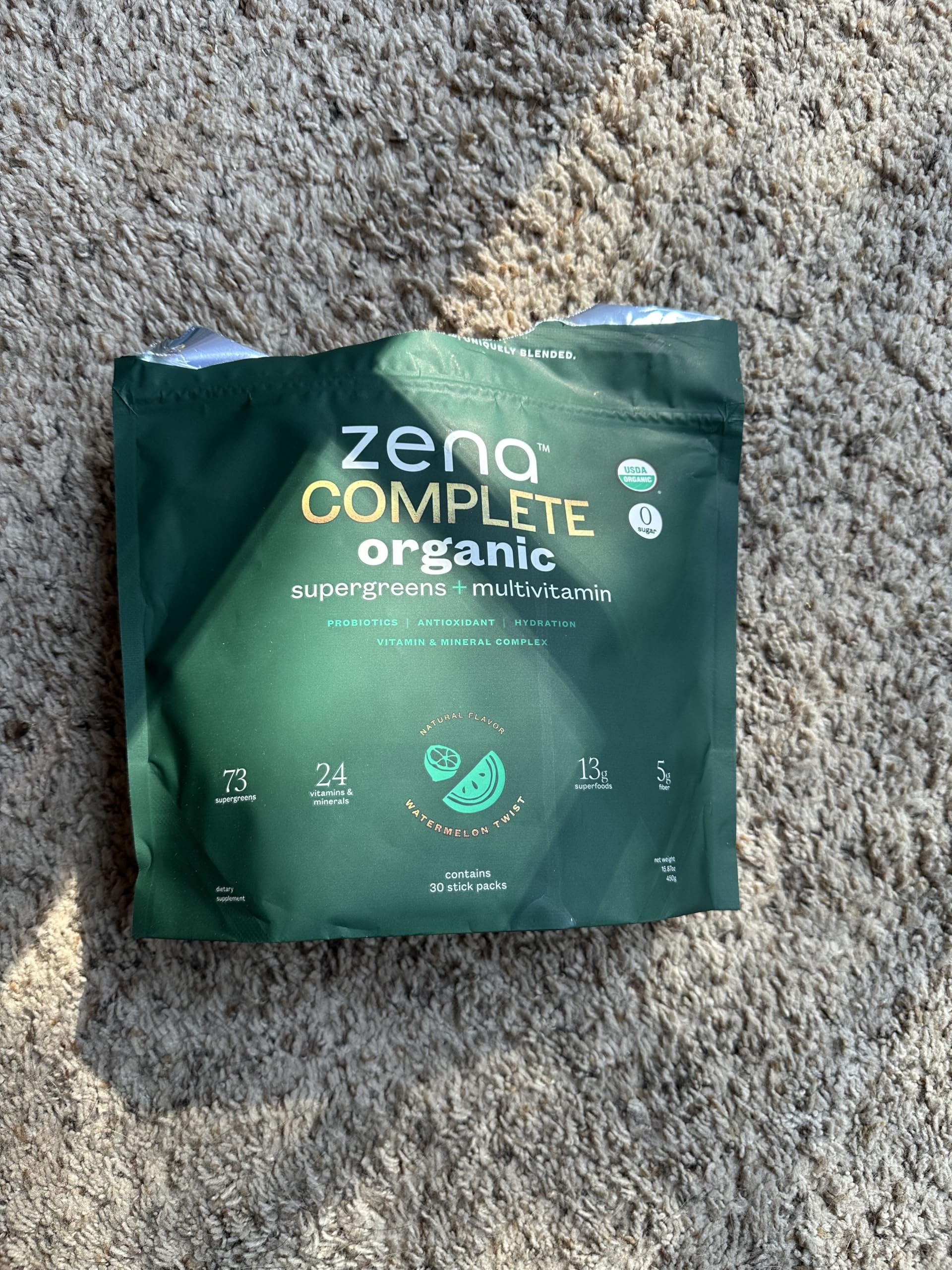 Zena Complete Organic Super Greens Powder & Multivitamin, 90+ Supergreens, Fruits, Veggies, Pre & Probiotics, Watermelon Citrus Flavor Zena Nutrition buy supplements canada