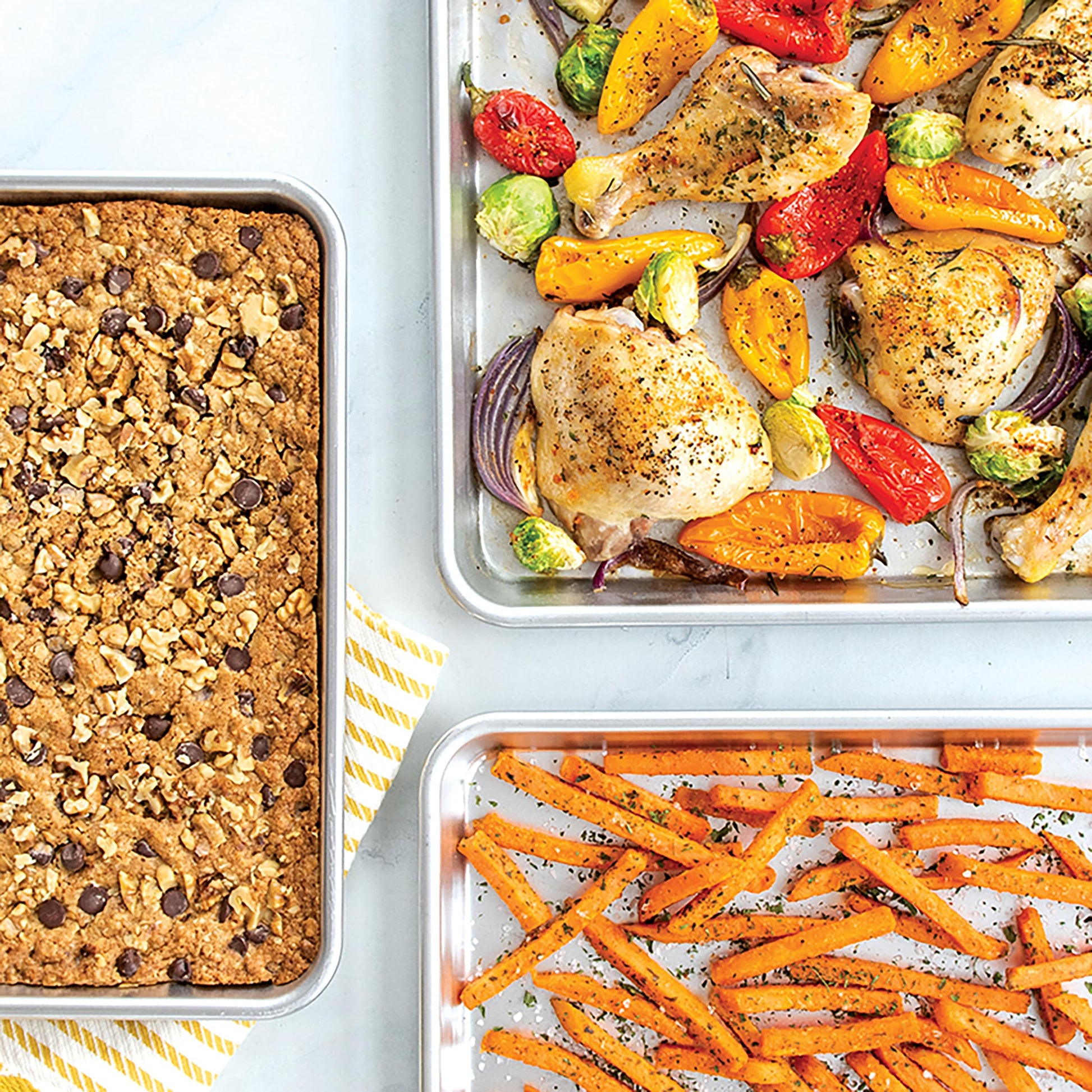Nordic Ware Naturals 3 Piece Set - USA Made Aluminum Commercial Quality Sheet Pan for Baking or Roasting, Encapsulated Galvanized Steel Rim Prevents Warping; Half Sheet, Jelly Roll and Quarter Sheet Nordic Ware buy supplements canada