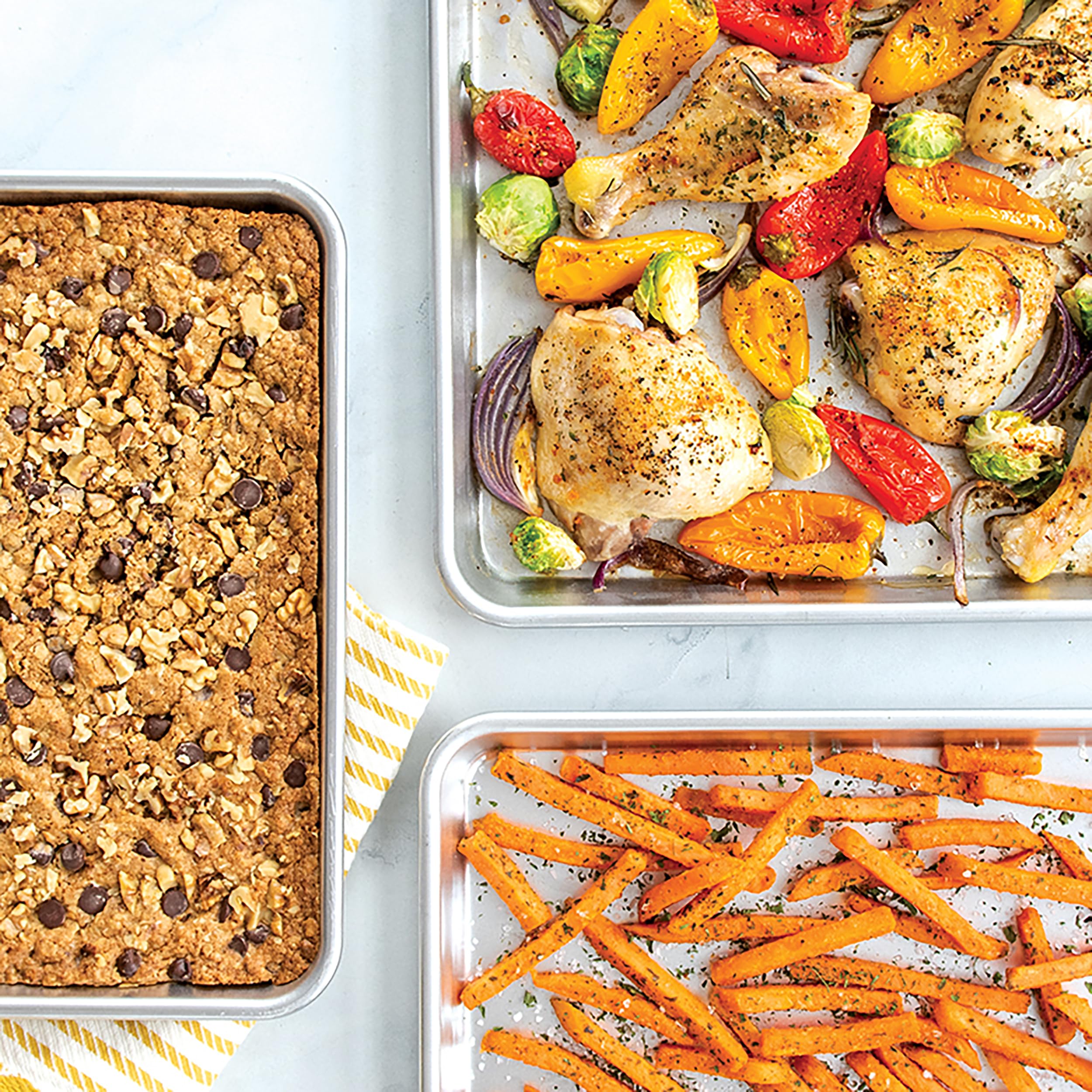 Nordic Ware Naturals 3 Piece Set - USA Made Aluminum Commercial Quality Sheet Pan for Baking or Roasting, Encapsulated Galvanized Steel Rim Prevents Warping; Half Sheet, Jelly Roll and Quarter Sheet Nordic Ware buy supplements canada