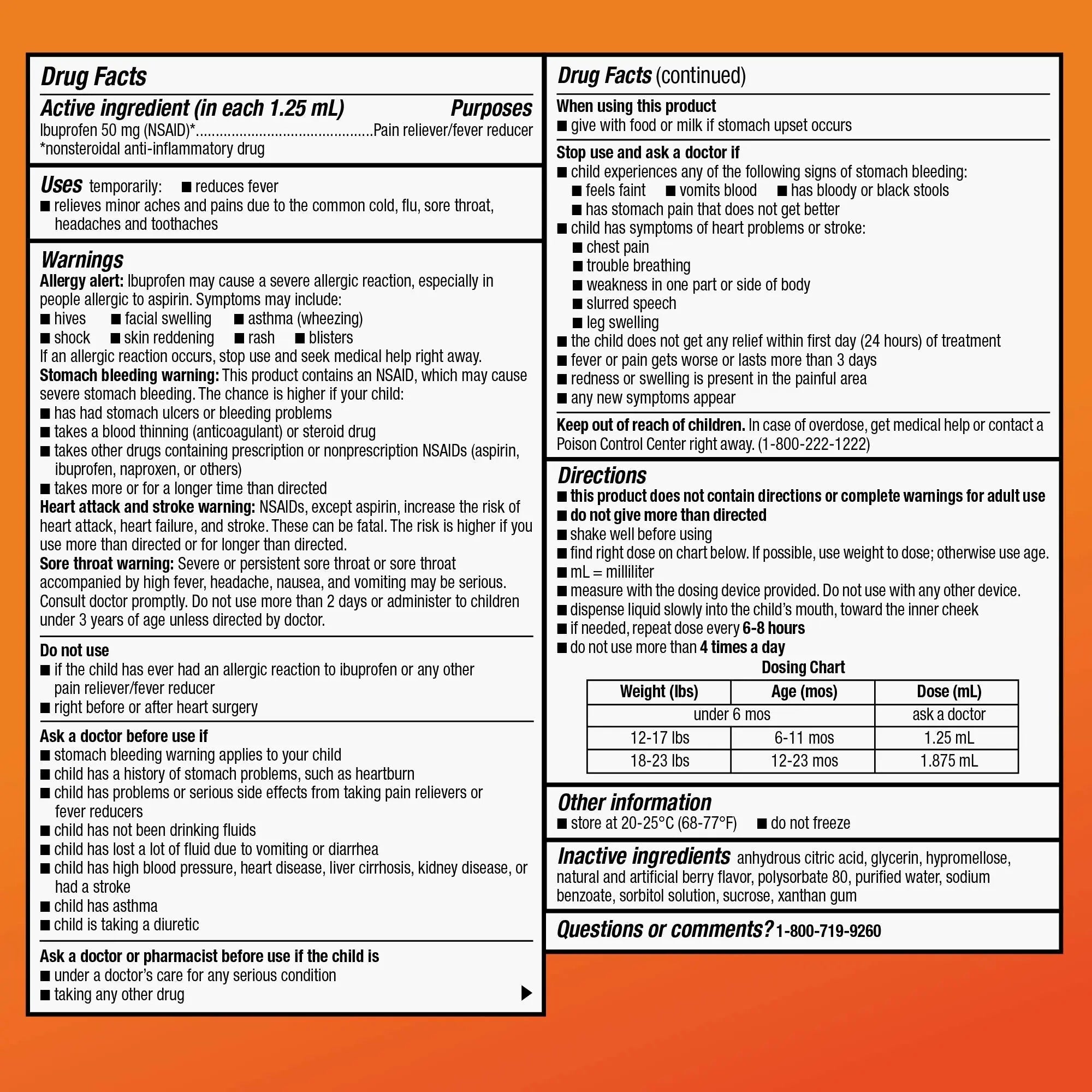 Amazon Basic Care Infants' Ibuprofen Oral Suspension, Pain Reliever and Fever Reducer, 50 mg/1.25 mL, Berry Flavor Concentrated Drops, Dye-Free, 1 fl oz (Pack of 1) Amazon Basic Care buy supplements canada