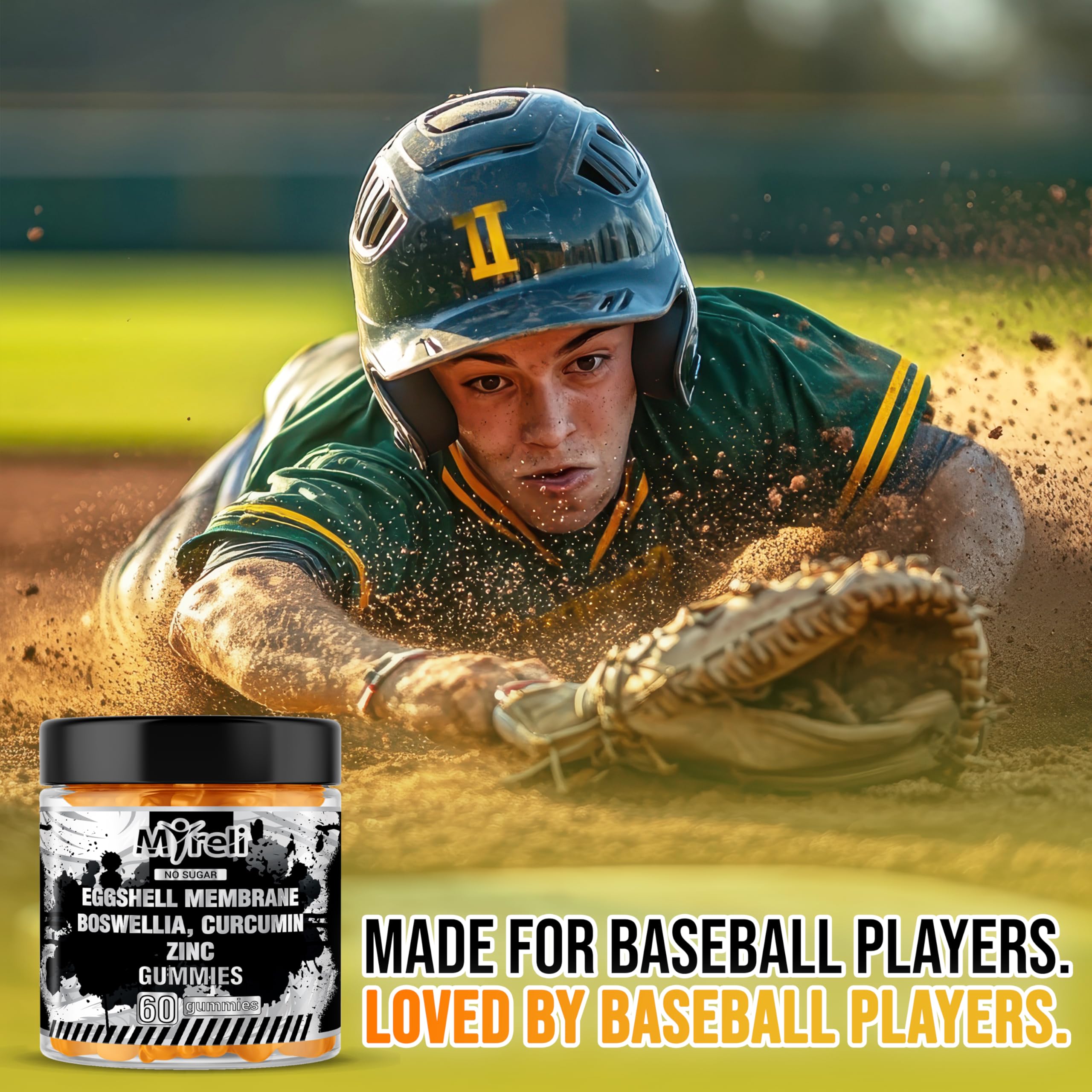 MYRELI Eggshell Membrane 400mg, Boswellia 300mg, Curcumin 250mg & Zinc 20mg Gummies - Baseball Athlete Joint Support, Flexibility, Recovery, Antioxidant, Energy, Endurance - Vegan, Non-GMO, 60 Gummies MYRELI buy supplements canada