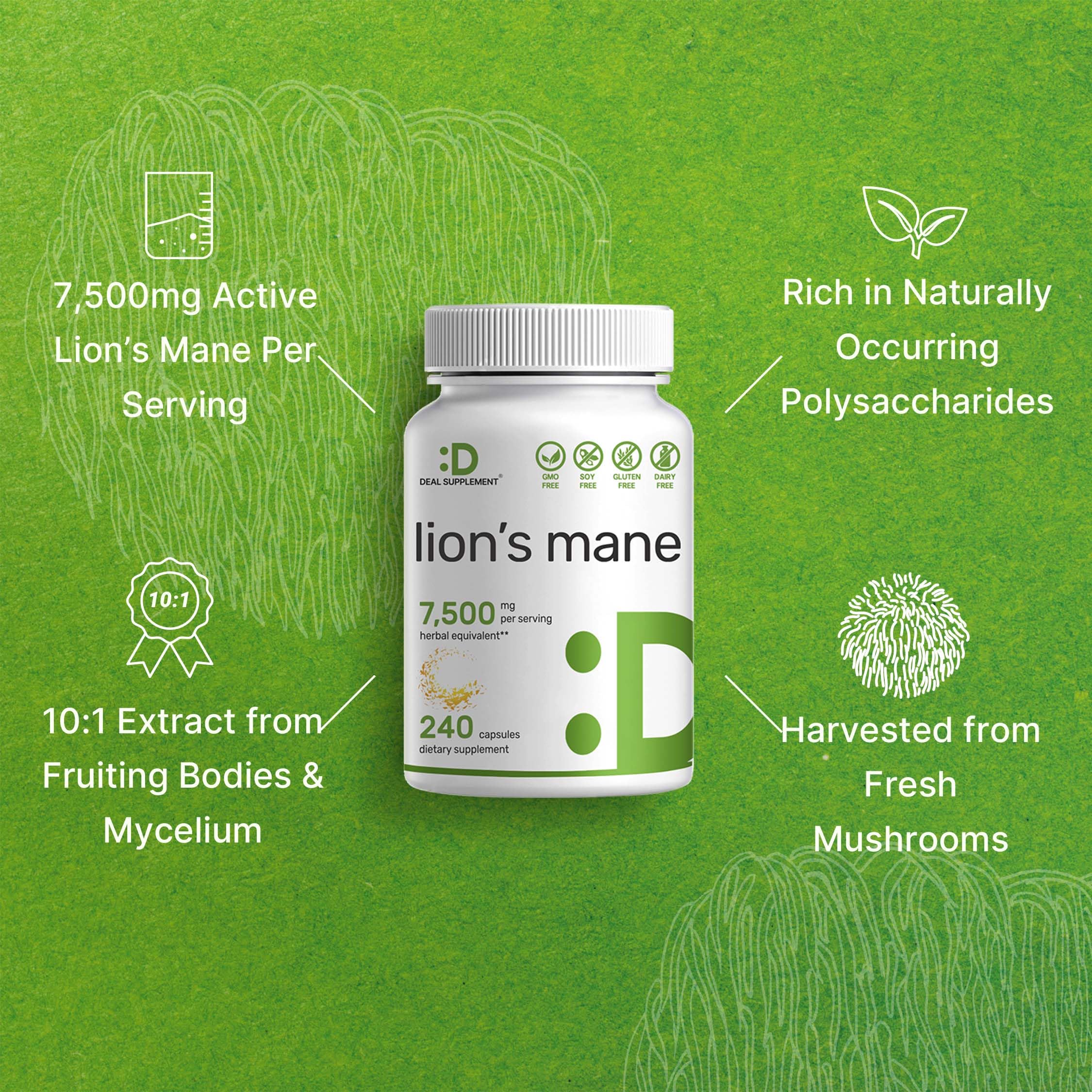 Lions Mane Mushroom Supplement, 7,500mg Per Serving, 240 Capsules – Active Fruiting DEAL SUPPLEMENT buy supplements canada