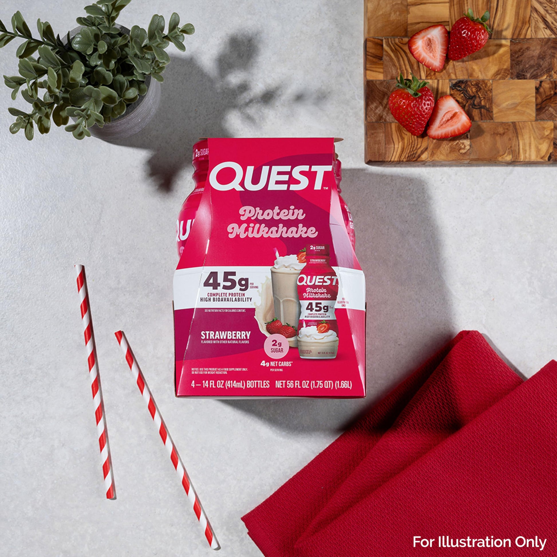 Quest Nutrition Strawberry Protein Shake, 45g Protein, 2g Sugar, 4g Net Carbs, Ready to Drink, Gluten Free, 4 Count Quest buy supplements canada