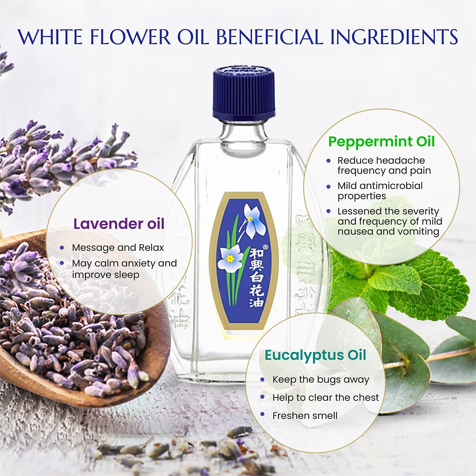 White Flower Analgesic Balm Embrocation Medicated Oil (Hoe Hin Pak Fah Yeow) (20ml/ Pack of 3) White Flower buy supplements canada
