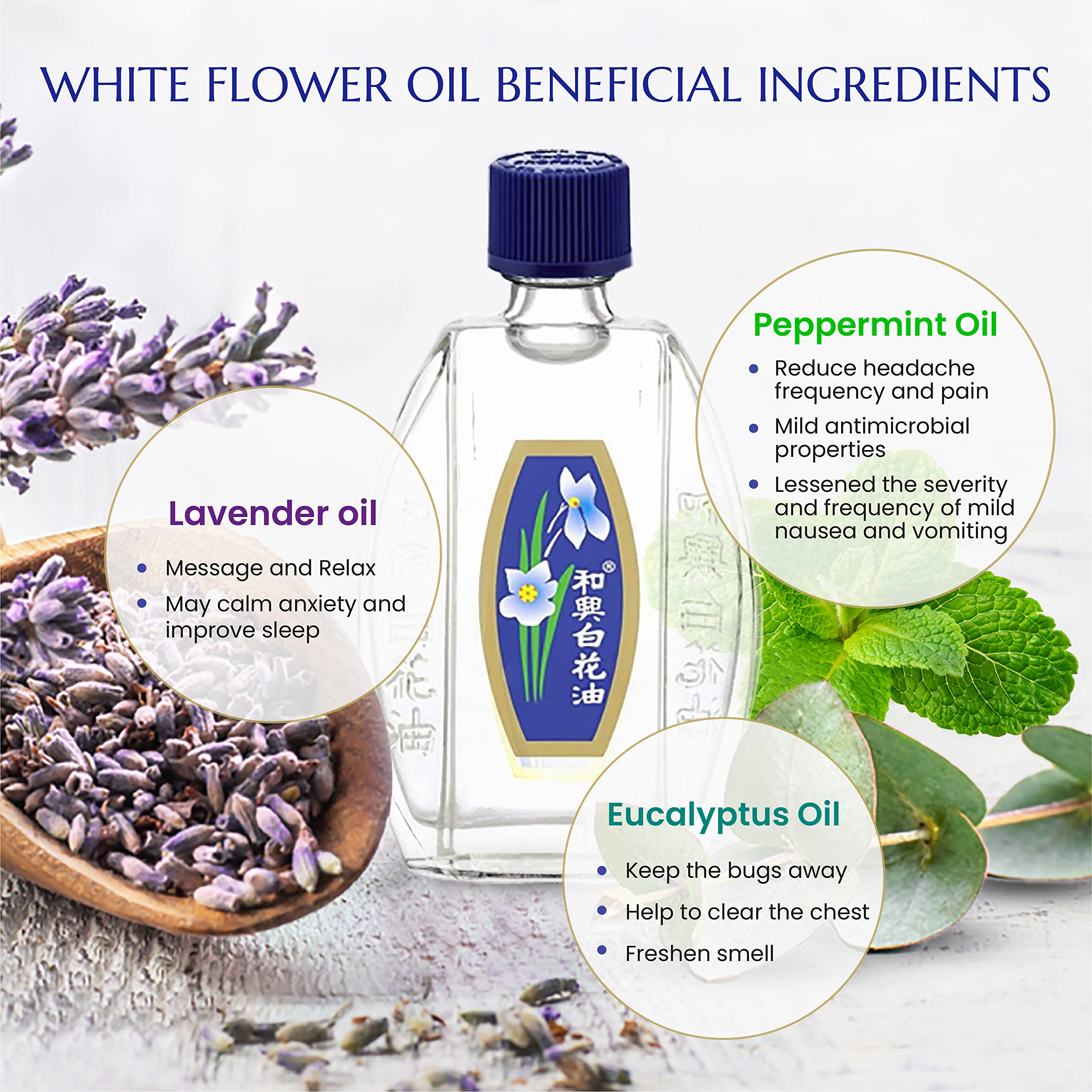 White Flower Analgesic Balm Embrocation Medicated Oil (Hoe Hin Pak Fah Yeow) (20ml/ Pack of 3) White Flower buy supplements canada