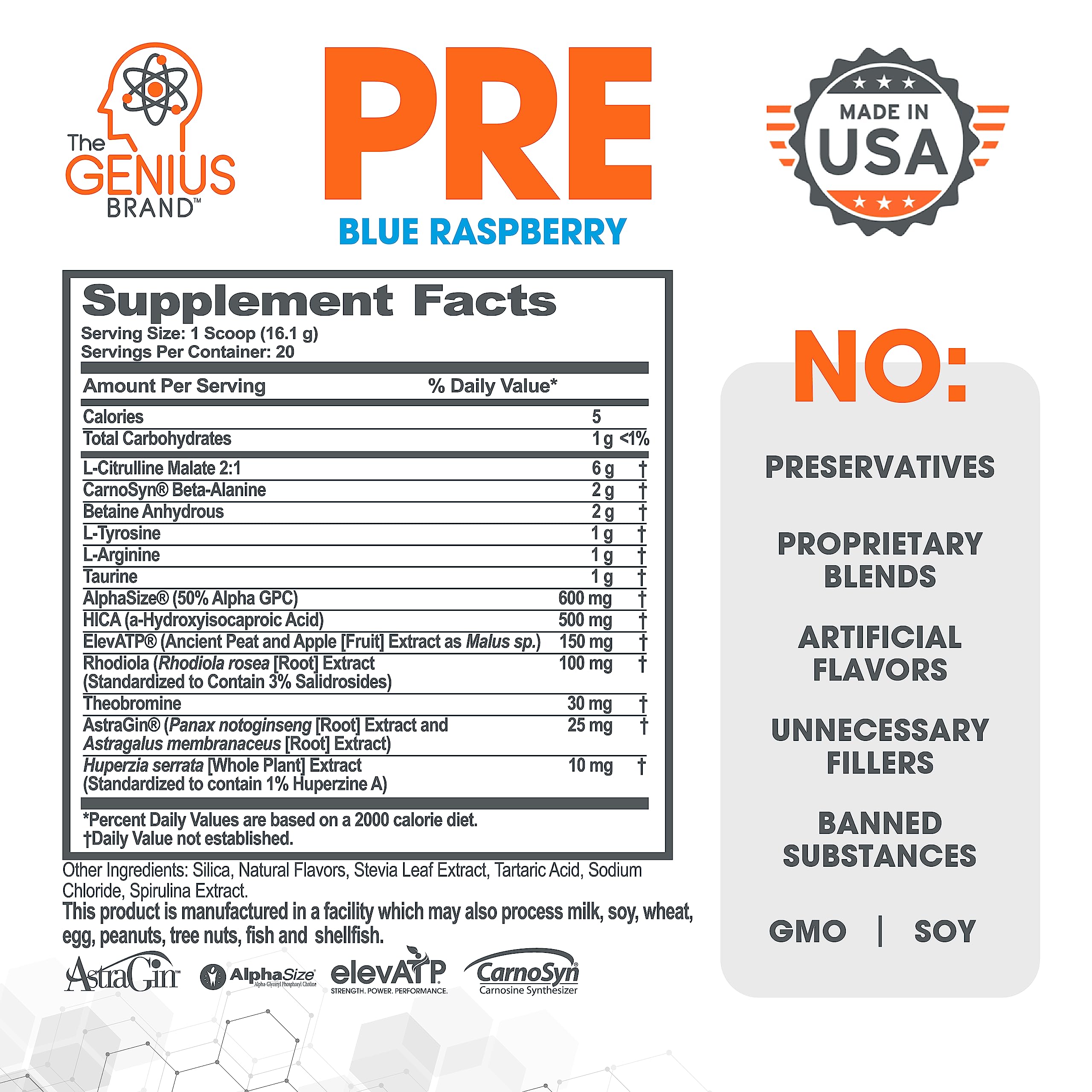 Genius Pre Workout Powder, Blue Razz, and Genius Micronized Creatine Monohydrate The Genius Brand buy supplements canada