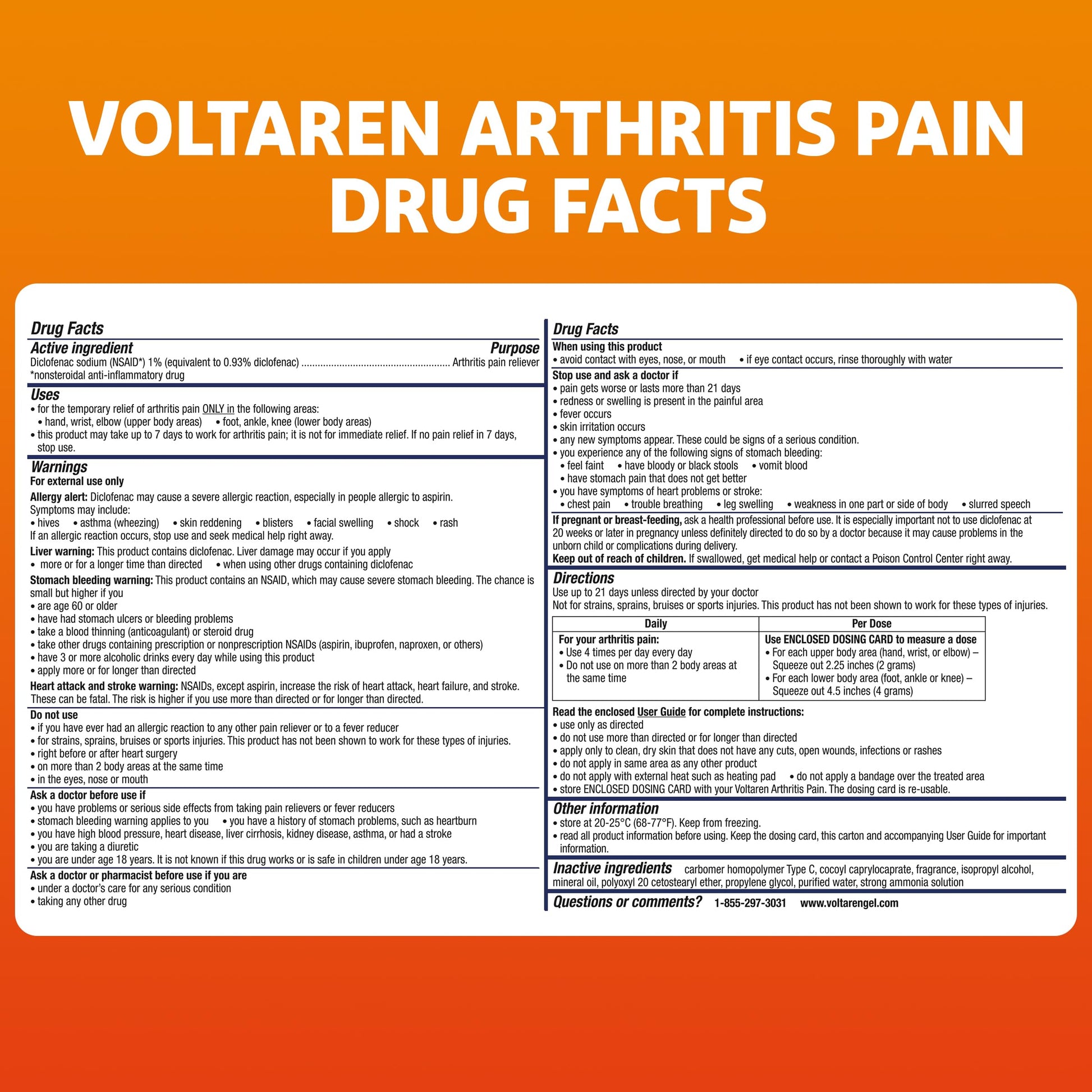 Voltaren Arthritis Pain Relief Gel, Diclofenac Sodium, 1% (NSAID), Clinically Proven Powerful Pain Reliever with Easy Open Flip Top Cap, No Prescription Needed, 5.3oz Voltaren buy supplements canada