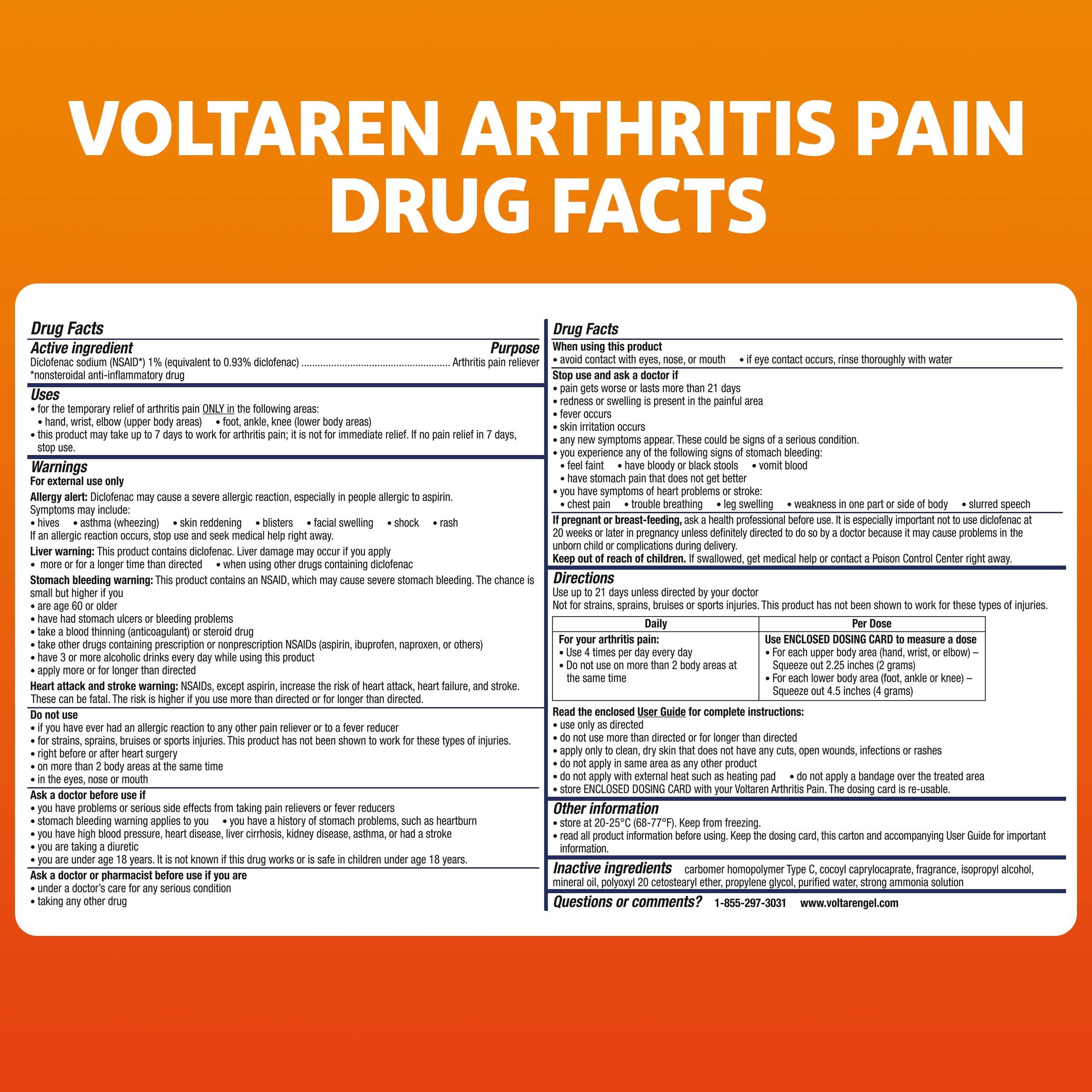Voltaren Arthritis Pain Relief Gel, Diclofenac Sodium, 1% (NSAID), Clinically Proven Powerful Pain Reliever with Easy Open Flip Top Cap, No Prescription Needed, 5.3oz Voltaren buy supplements canada