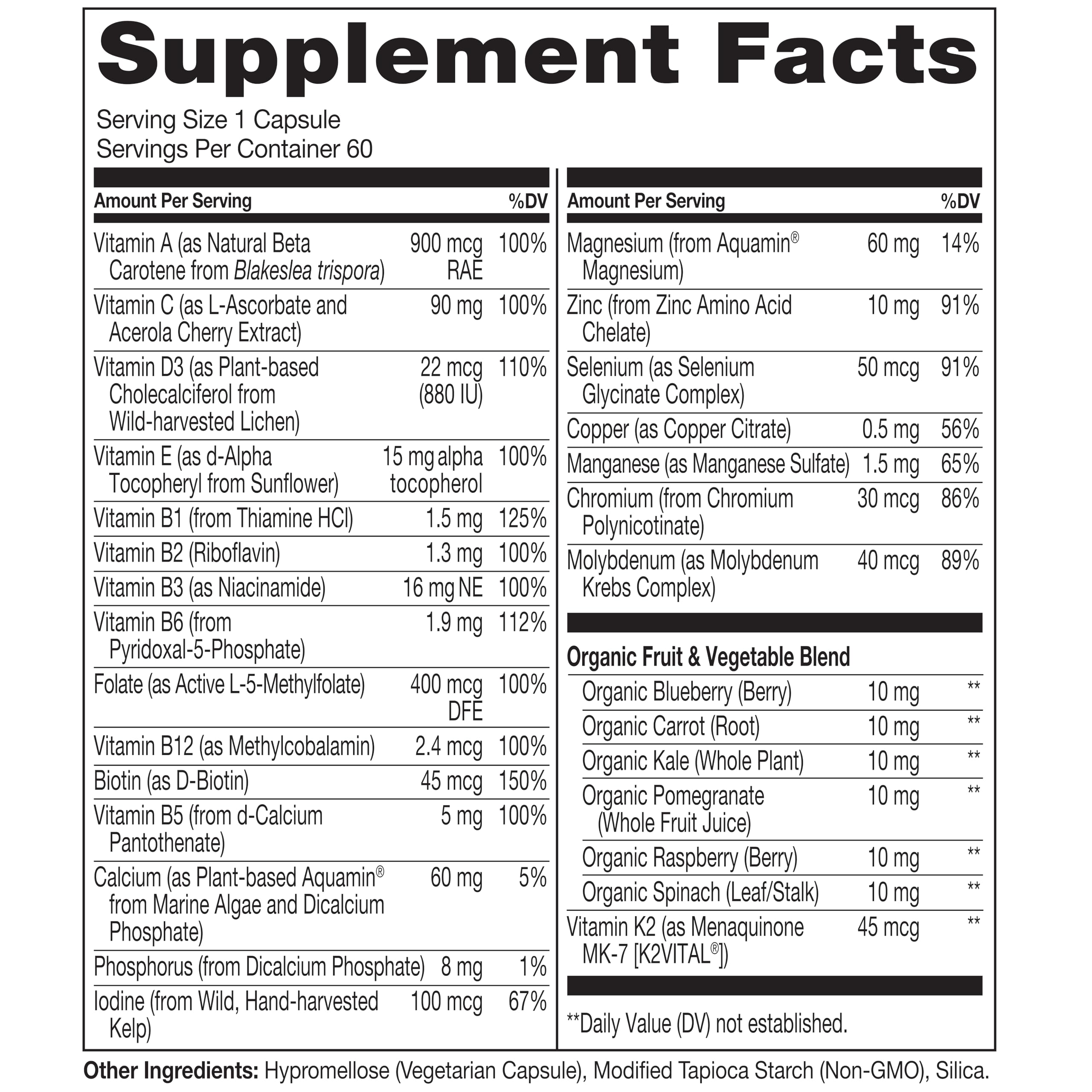 NATURELO One Daily Multivitamin for Women 50+ (Iron Free) - Menopause Support for Women Over 50 - Whole Food Supplement - Non-GMO - No Soy - 60 Capsules - 2 Month Supply NATURELO buy supplements canada