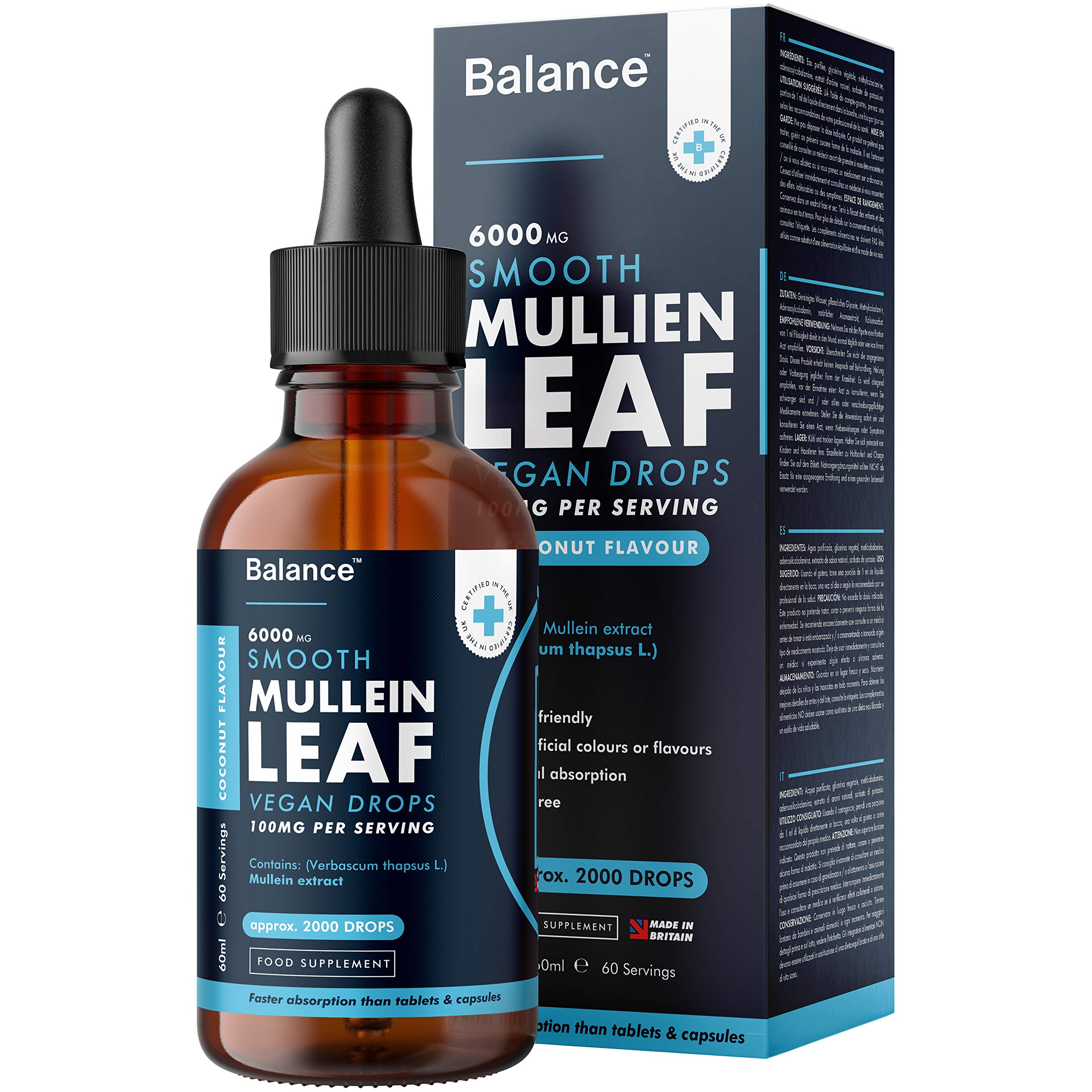Balance Mullein Leaf Liquid Drops - 60ml for 2 Month Supply - High Strength - Vegan Balance buy supplements canada