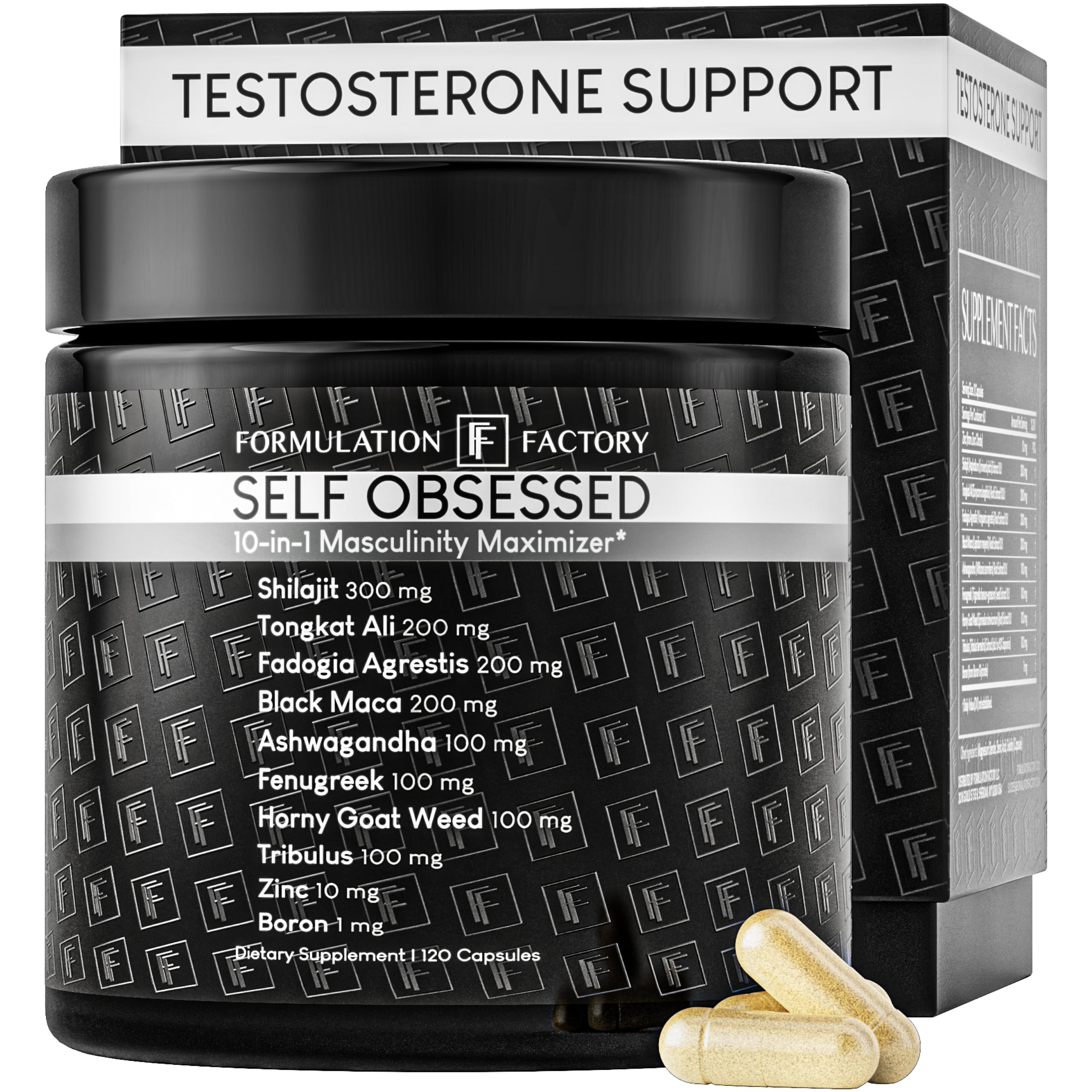 Formulation Factory Self Obsessed 10-in-1 Natural Booster for Men, Supplement for Men with Shilajit, Tongkat Ali, Fadogia Agrestis, 120 Capsules, 2 Month Supply Formulation Factory buy supplements canada