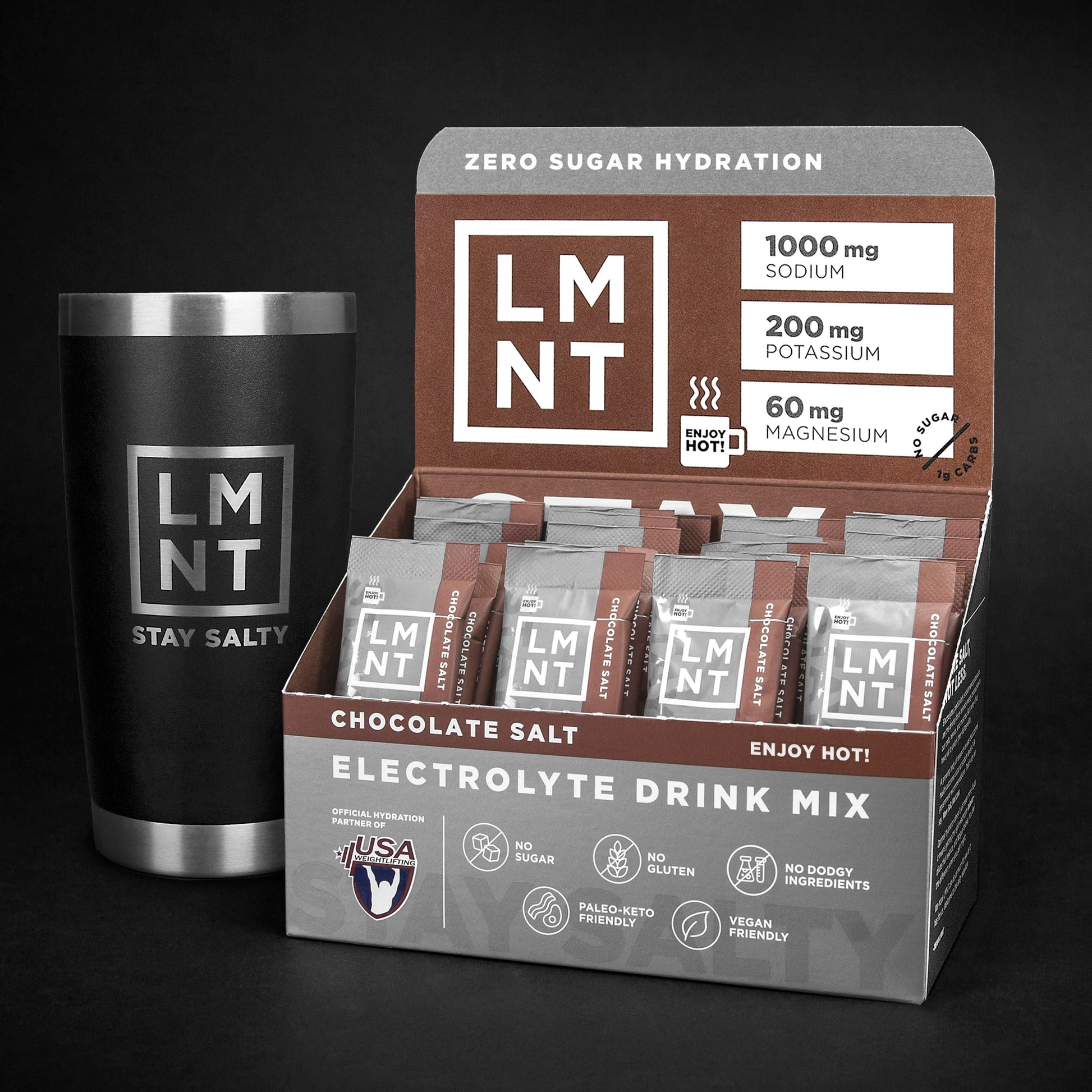 LMNT Zero-Sugar Electrolytes - Hot Chocolate Salt - Hydration Powder Packets Drink LMNT buy supplements canada