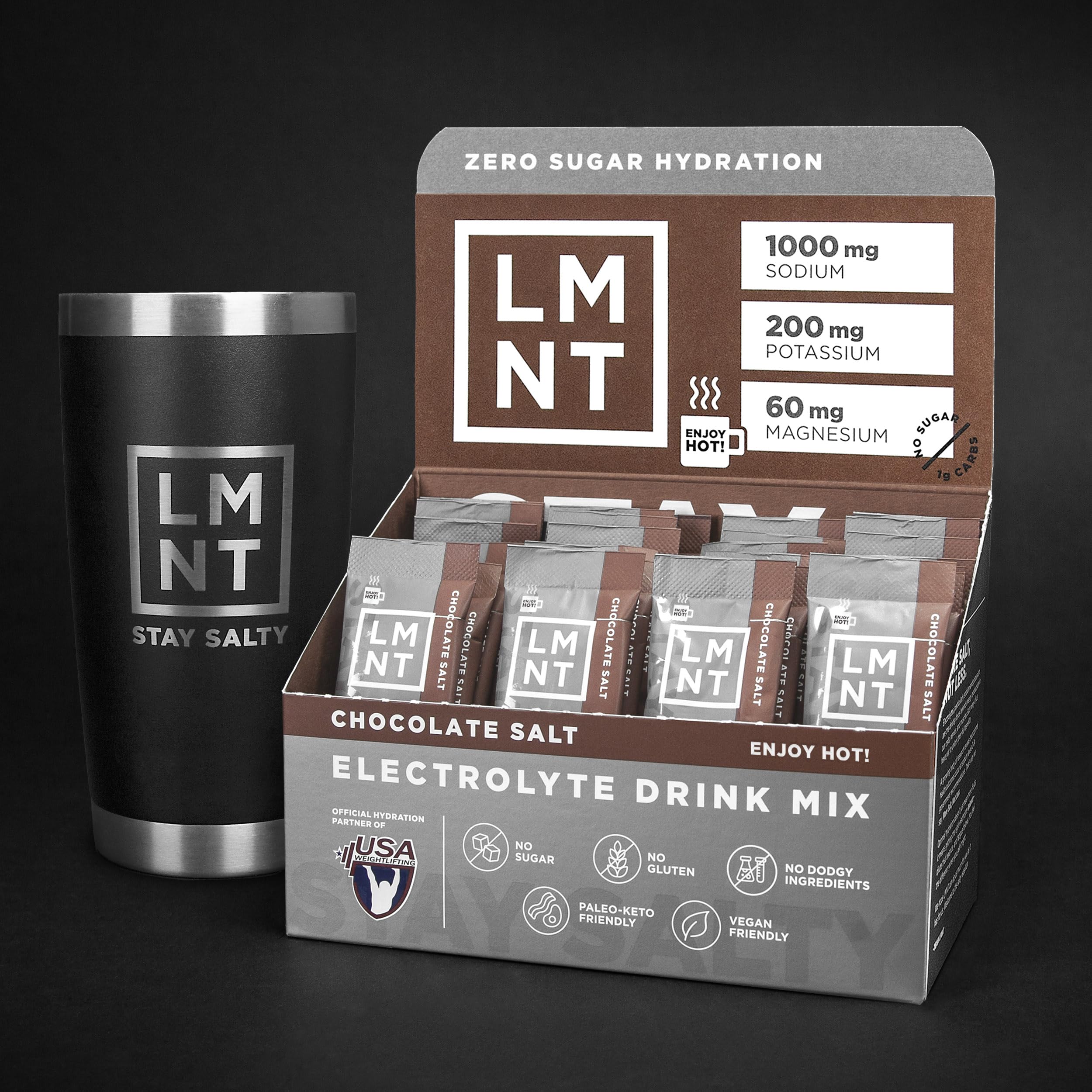 LMNT Zero-Sugar Electrolytes - Hot Chocolate Salt - Hydration Powder Packets Drink LMNT buy supplements canada