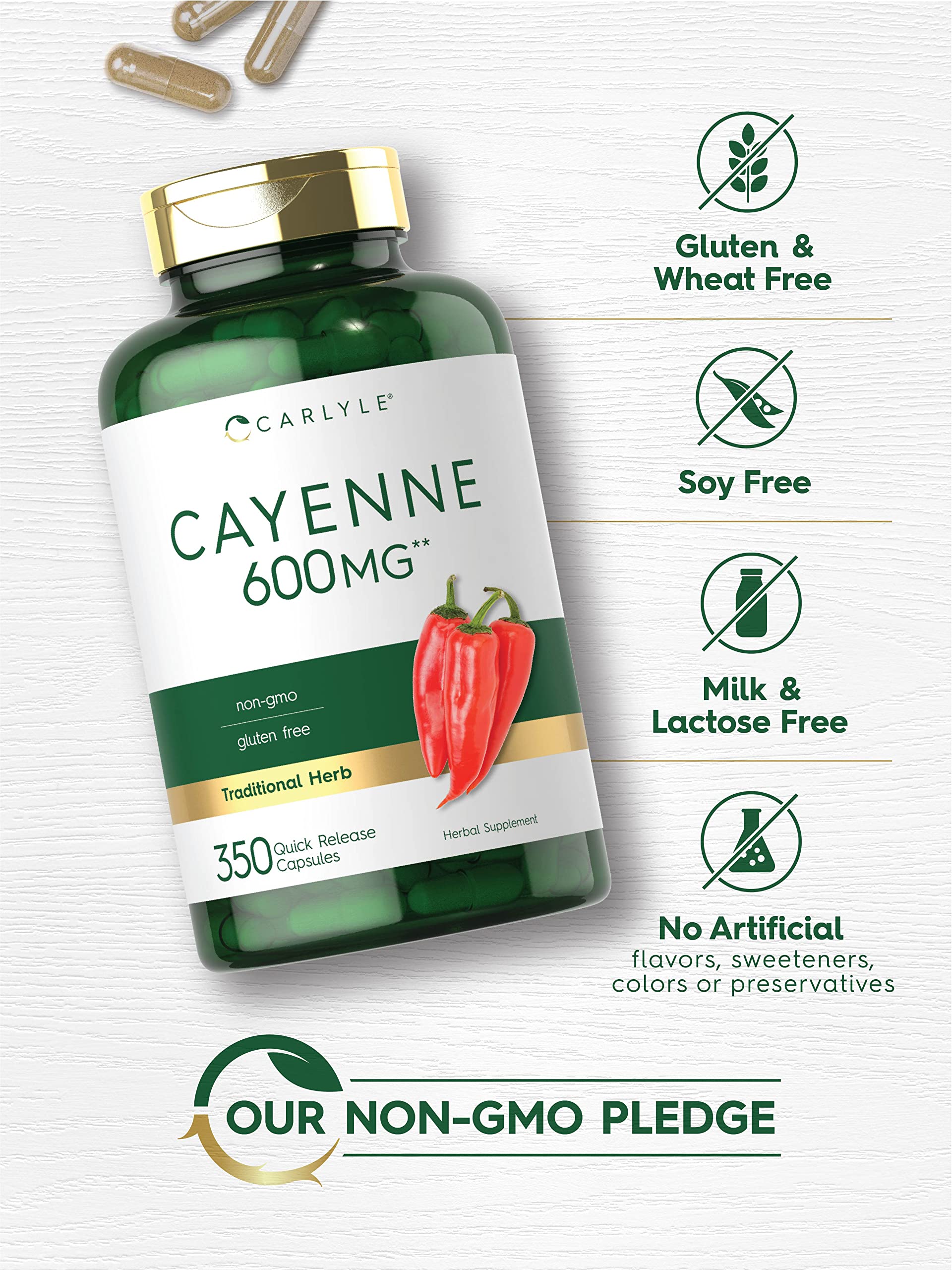 Carlyle Cayenne Pepper Capsules 600mg | 350 Pills | Non-GMO, Gluten Free Supplement Carlyle buy supplements canada