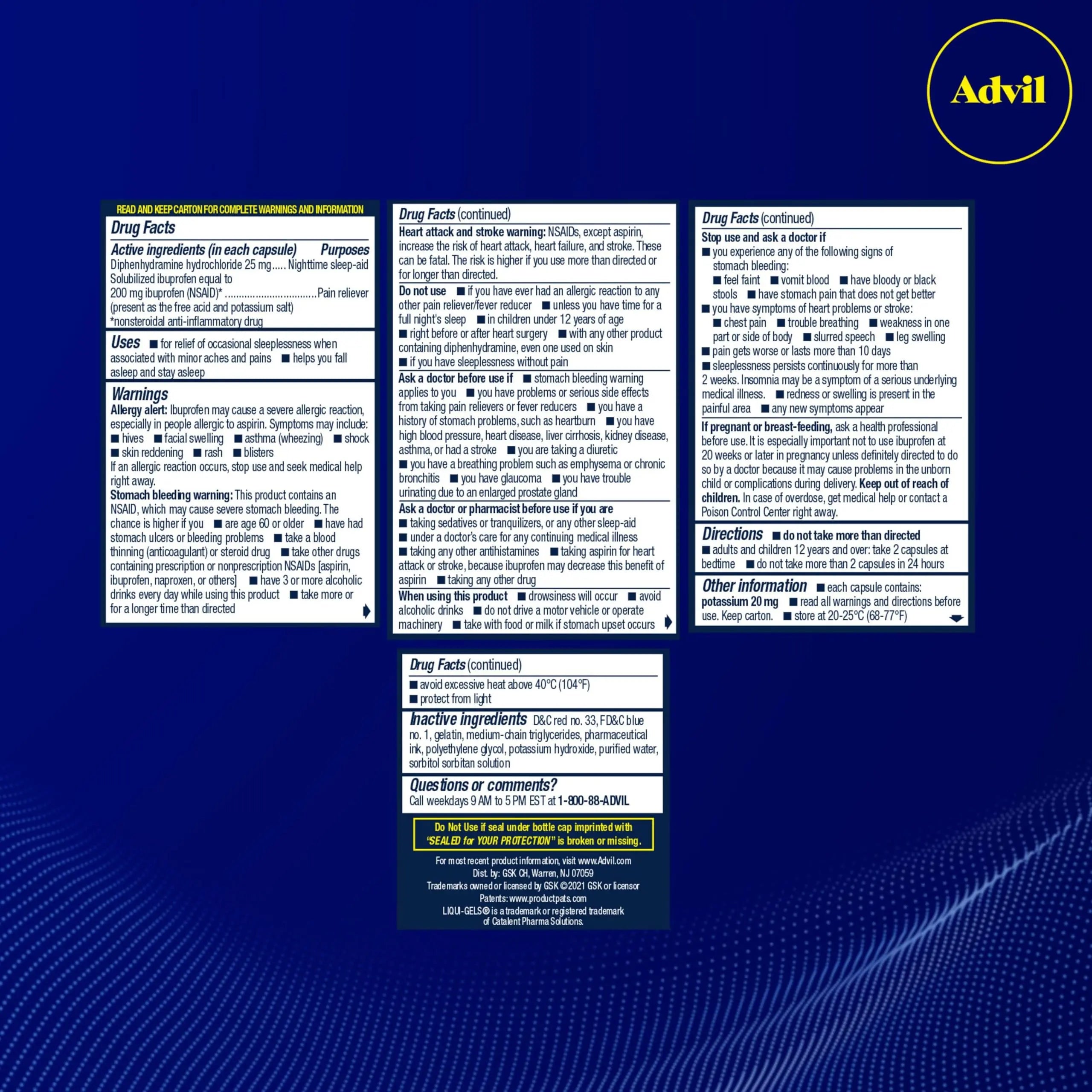 Advil PM Liqui-Gels Pain Reliever and Nighttime Sleep Aid, Pain Medicine with Ibuprofen for Pain Relief and Diphenhydramine HCL for a Sleep Aid - 2x80 Liquid Filled Capsules Advil buy supplements canada