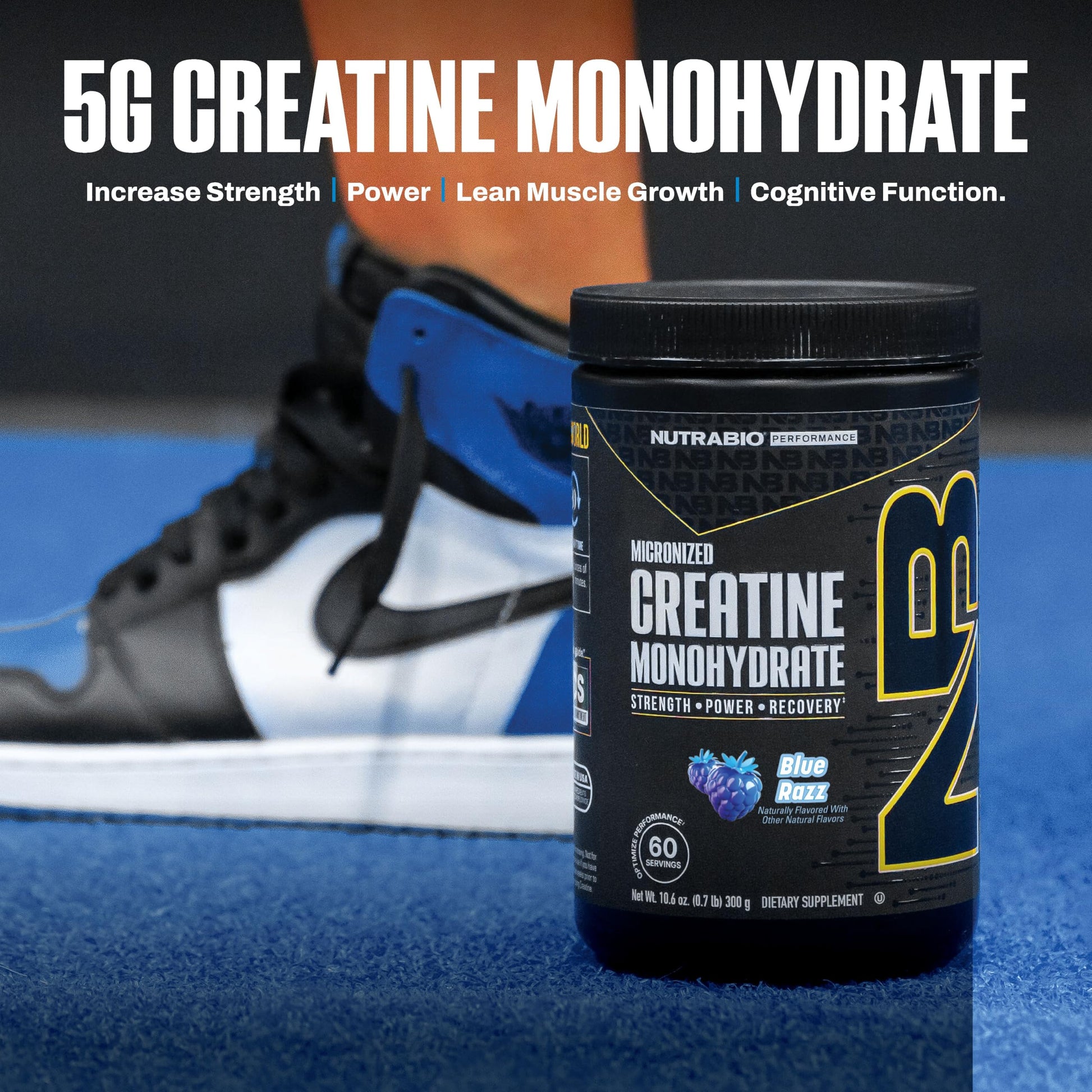 NutraBio Pure Micronized Creatine Monohydrate Powder Supplement, Blue Razz (300 g) - Supports Bulk Muscle Energy, Recovery, and Strength - HPLC Tested Creatine Powder Supplement for Men and Women NutraBio buy supplements canada