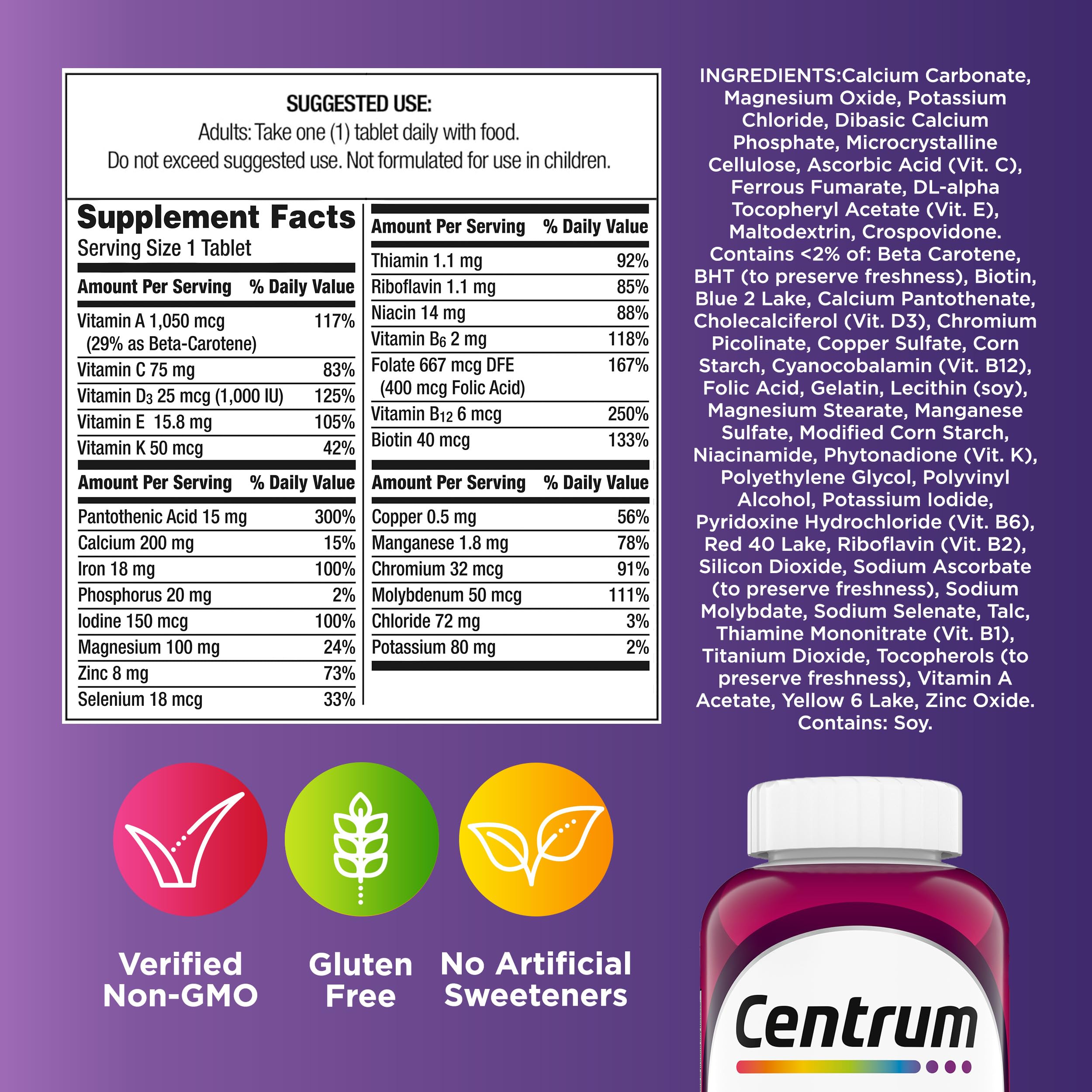 Centrum Multivitamin for Women, Multimineral Supplement with Iron, Vitamin D3, B Vitamins and Antioxidant Vitamins C and E, Gluten Free Centrum buy supplements canada