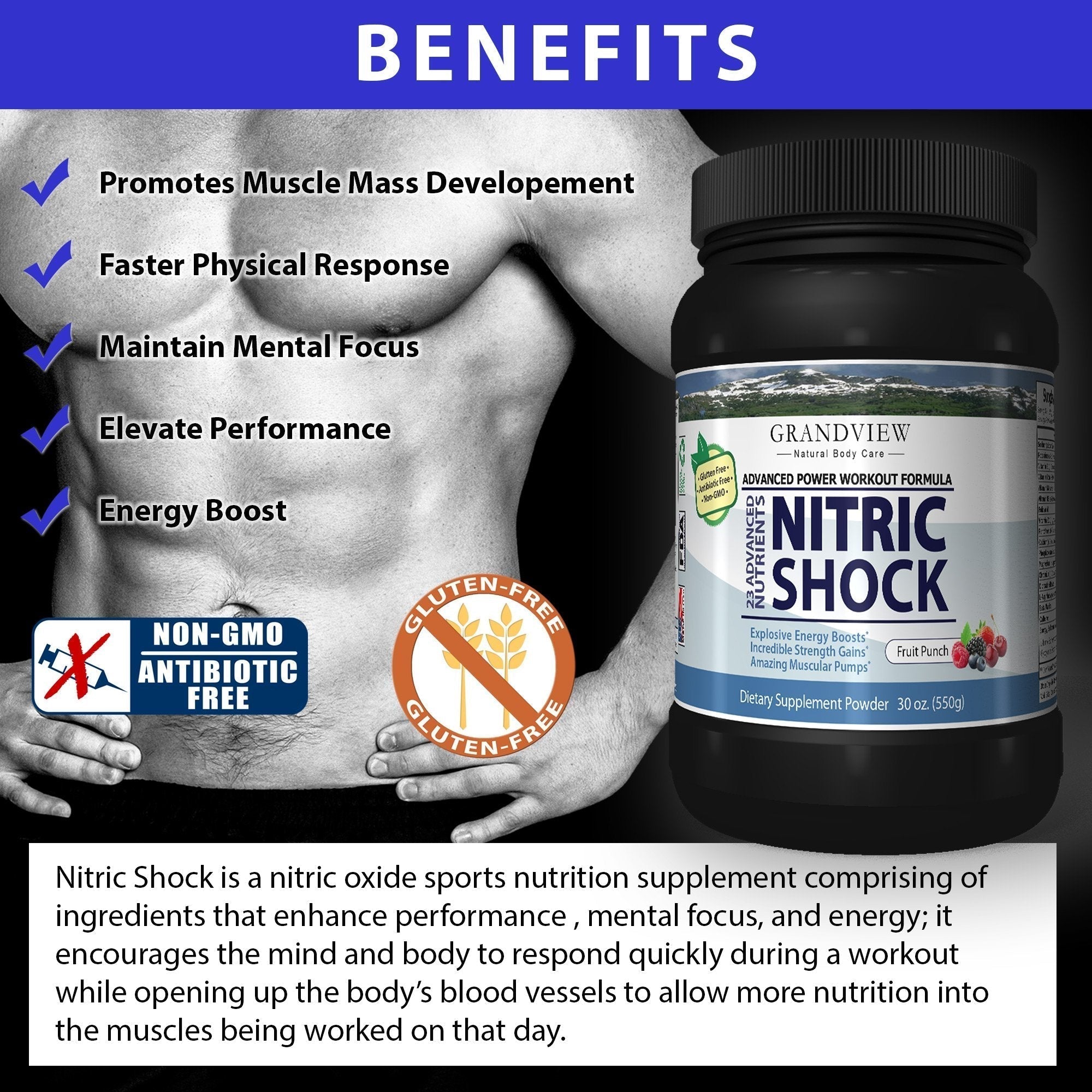 N Shock- Pre Workout Powder, x10 Strength, 44 Servings, (Fruit Punch) Boost Energy Grandview Natural Body Care buy supplements canada