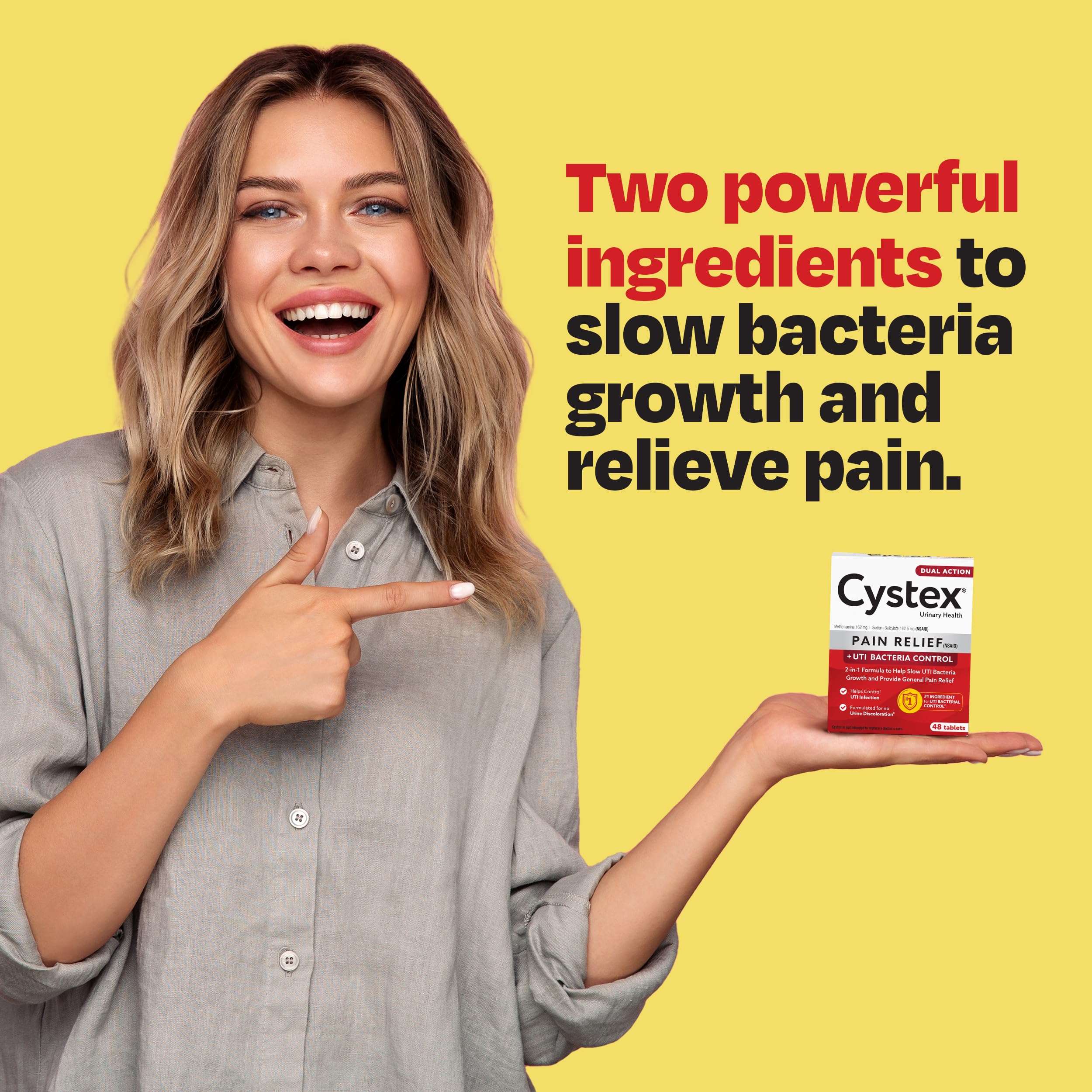 Cystex Dual-Action UTI Pain Relief & Prevention Tablets - 2-in-1 Formula Relieves Burning, Urgency, & Discomfort While Slowing Bacterial Growth - Non-Staining, Fast-Acting - 48-Count Cystex buy supplements canada