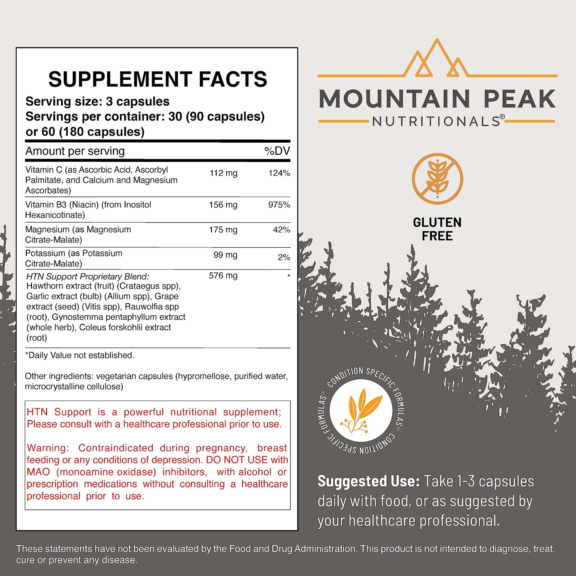 Mountain Peak Nutritionals HTN Blood Pressure Support Supplement for Heart & Circulation Health - Advanced Cardiovascular Formula with Rauwolfia, Hawthorn Berry, & Magnesium (180 Vegetarian Capsules) Mountain Peak Nutritionals buy supplements canada