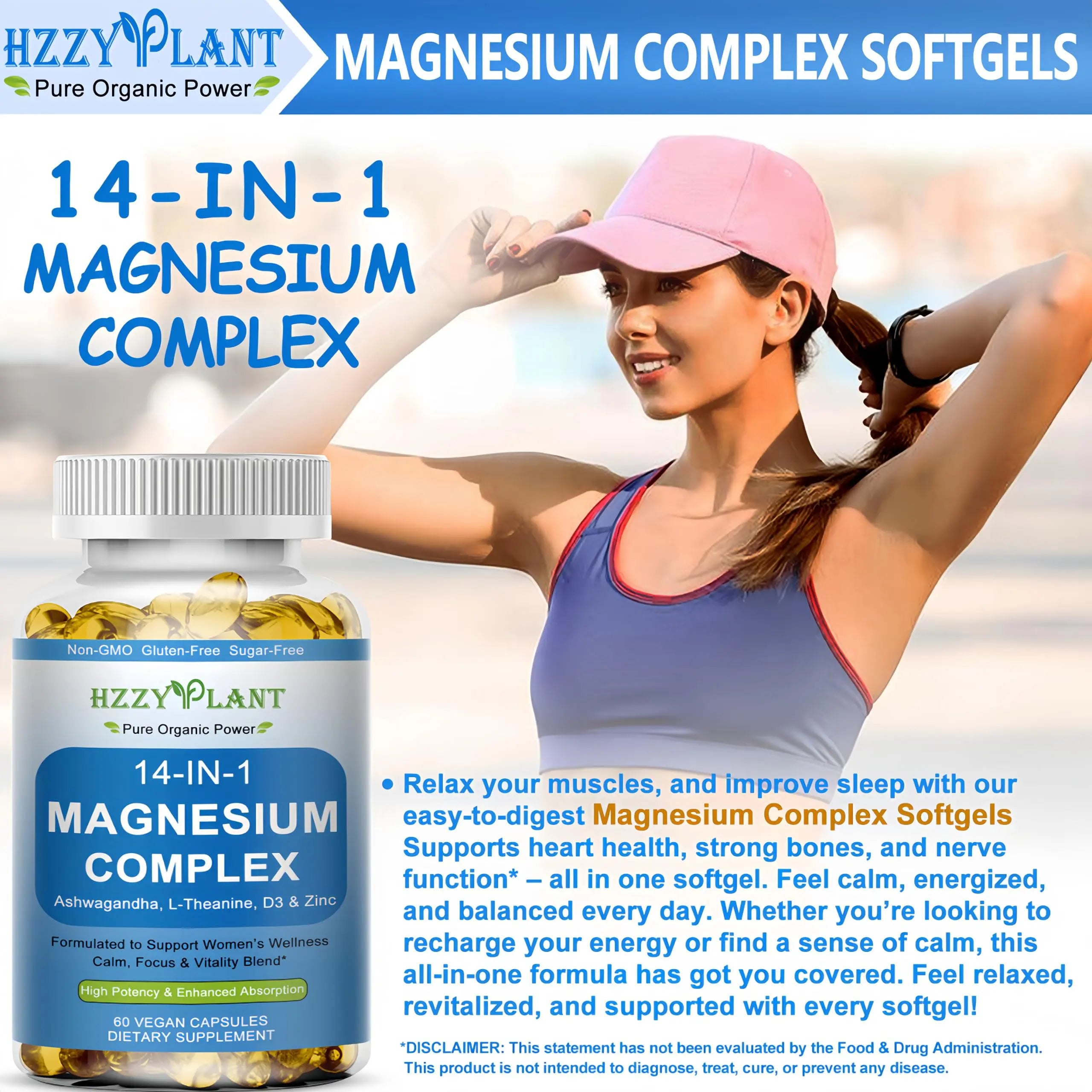 Magnesium Complex Softgels, High Absorption Magnesium Supplement with Glycinate, Citrate, Malate, Taurate, 14-in-1 Magnesium Complex for Women & Men for Muscle, Heart, Sleep Support, 2 Month Supply HZZYPLANT buy supplements canada