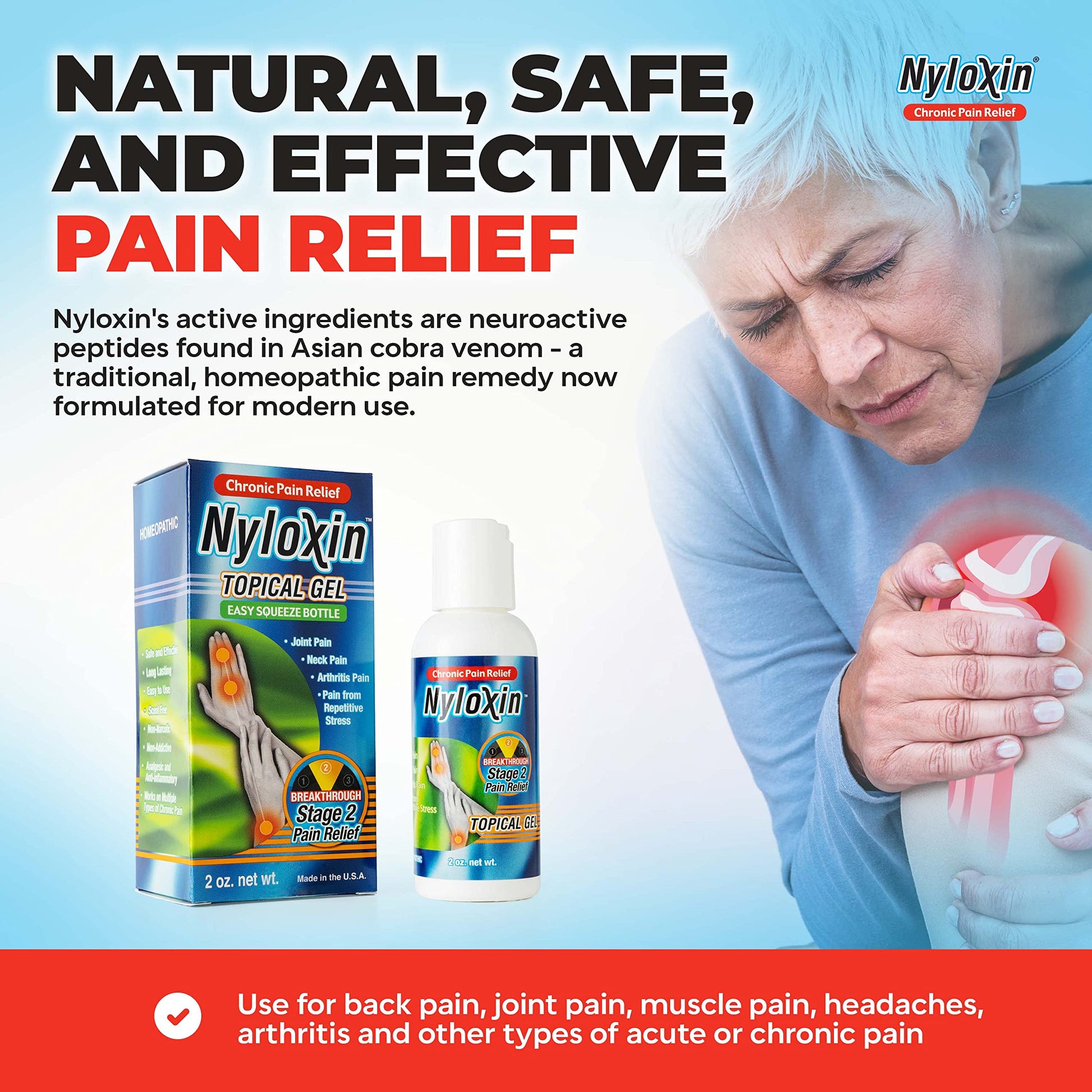 Nyloxin Easy Squeeze Bottle Arthritis Pain Relief Gel, Back Pain Relief, Neuropathy Pain Relief, Nerve Pain Relief, Knee Pain Relief, Foot Pain Relief, Muscle Pain Relief, Joint Pain Relief (2 oz) Nyloxin buy supplements canada