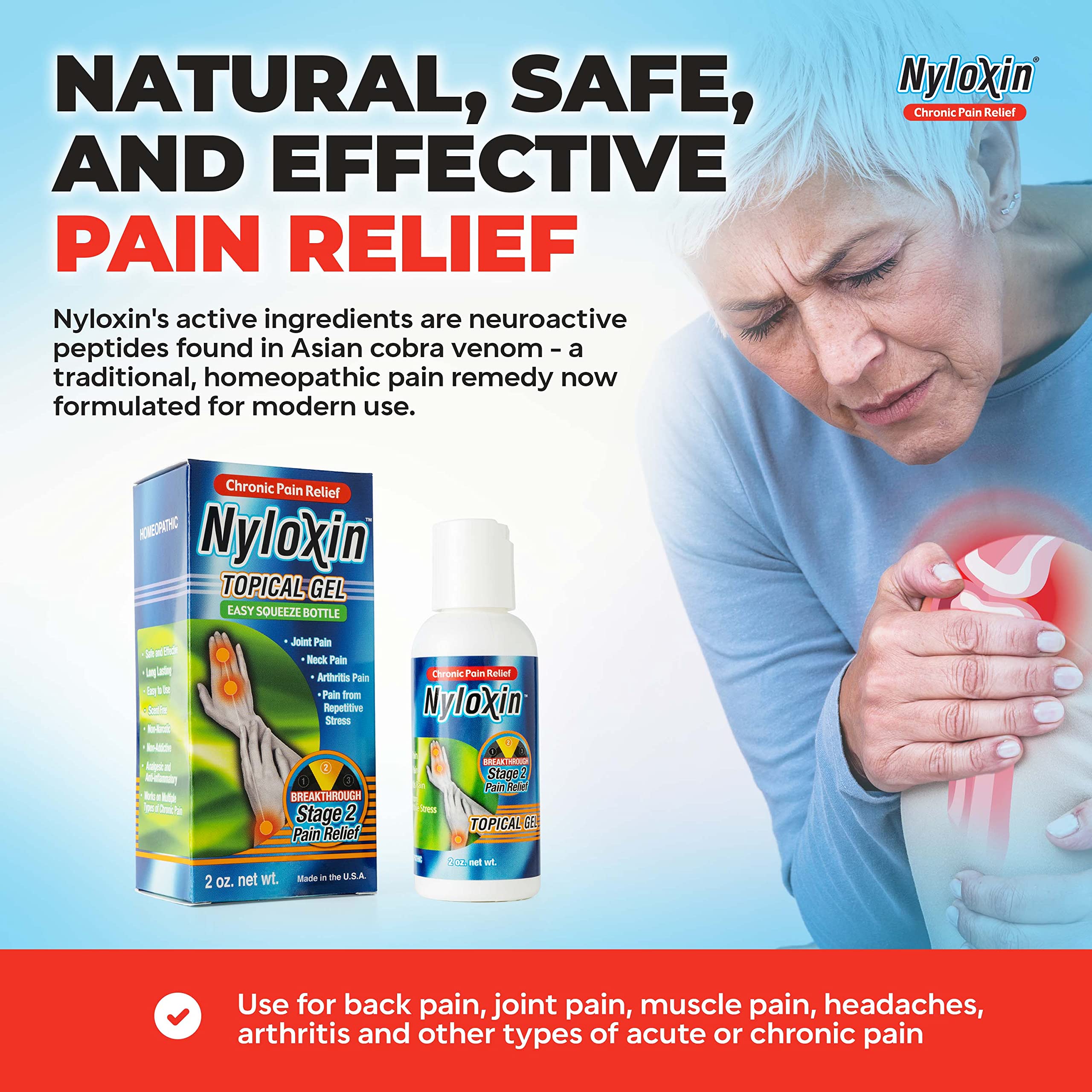 Nyloxin Easy Squeeze Bottle Arthritis Pain Relief Gel, Back Pain Relief, Neuropathy Pain Relief, Nerve Pain Relief, Knee Pain Relief, Foot Pain Relief, Muscle Pain Relief, Joint Pain Relief (2 oz) Nyloxin buy supplements canada