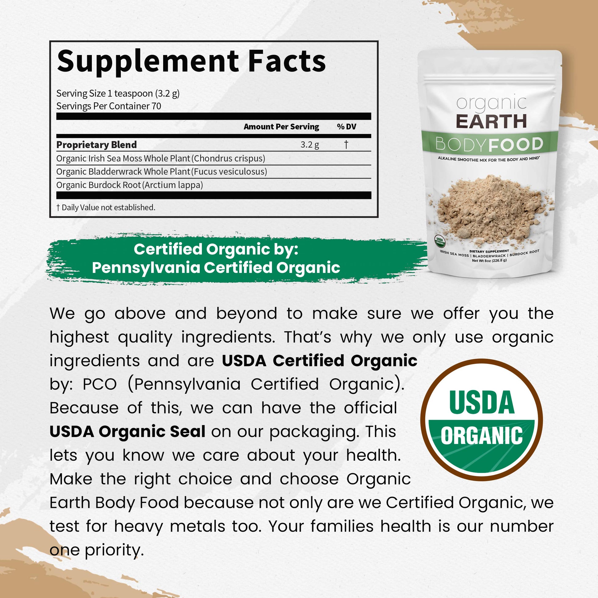 Organic Earth Irish Sea Moss Powder 8oz - Wildcrafted Sea Moss Organic with Bladderwrac Organic Earth buy supplements canada