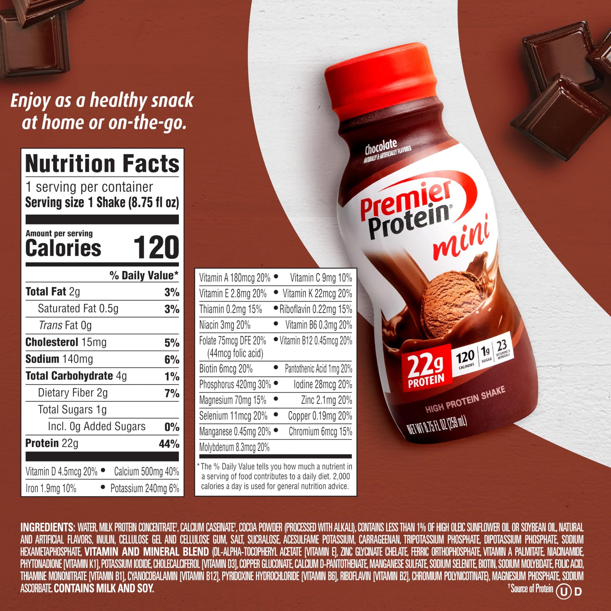 Premier Protein Shake MINIs, Chocolate, 22g Protein, 120 Calories, 1g Sugar, 8.75fl oz Premier Protein buy supplements canada