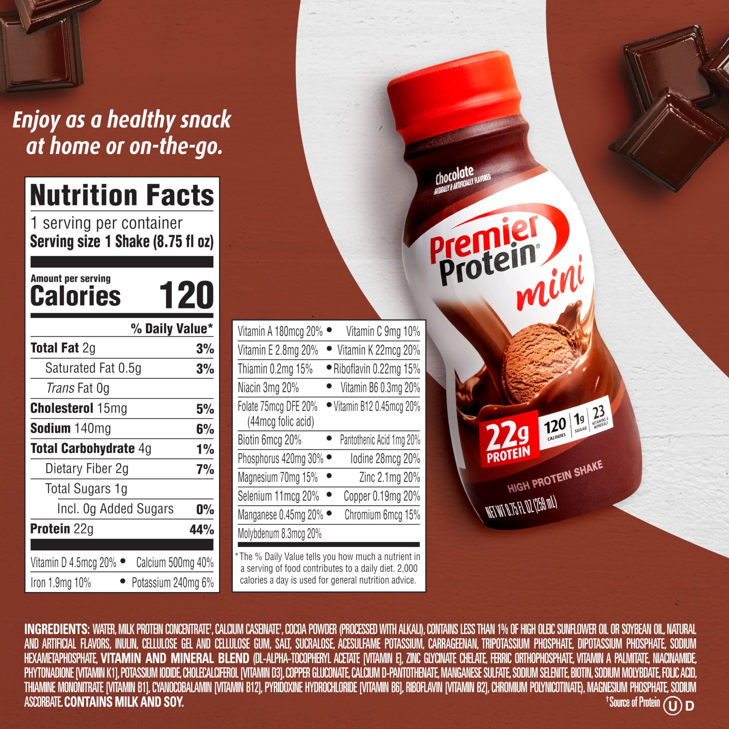 Premier Protein Shake MINIs, Chocolate, 22g Protein, 120 Calories, 1g Sugar, 8.75fl oz Premier Protein buy supplements canada