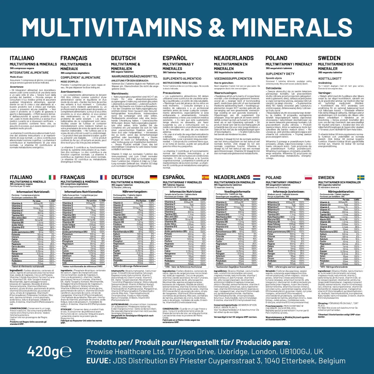 A-Z Multivitamins & Minerals I 365 Vegan Tablets (1 Year Supply) I 26 Essential Active Vitamins, Minerals & Micronutrients PH PROWISE Healthcare buy supplements canada
