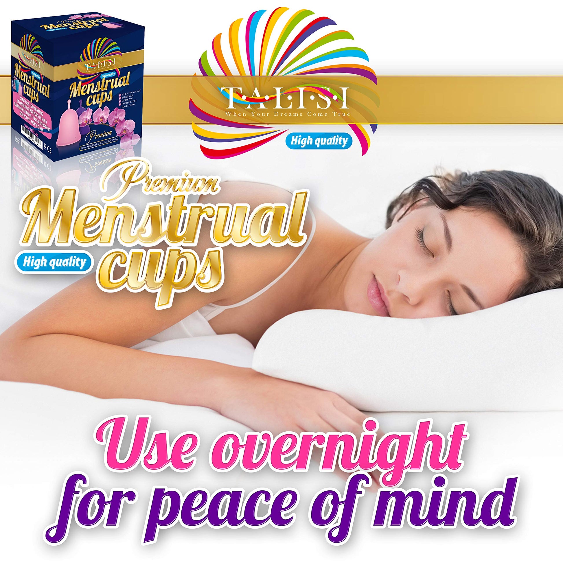Talisi Menstrual Cups Set of 2 with Collapsible Silicone Sterilizer - Soft & Flexible Sensitive Feminine TALISI WHEN YOUR DREAMS COME TRUE buy supplements canada