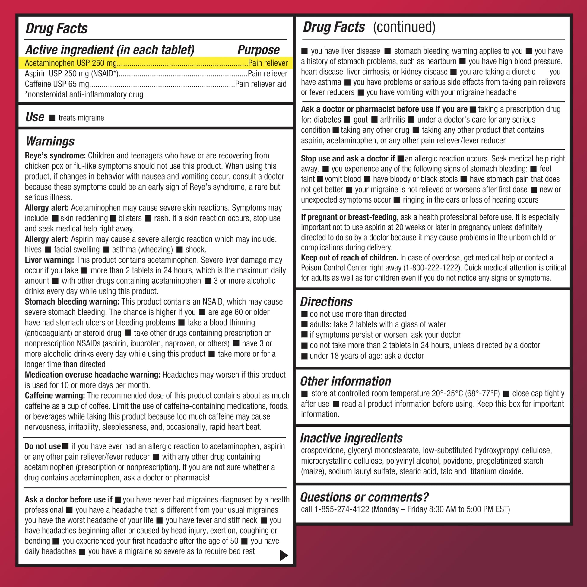 Amazon Basic Care Migraine Relief Acetaminophen, Aspirin (NSAID) and Caffeine Tablets, Pain Reliever/Pain Reliever Aid, 200 Count Amazon Basic Care buy supplements canada